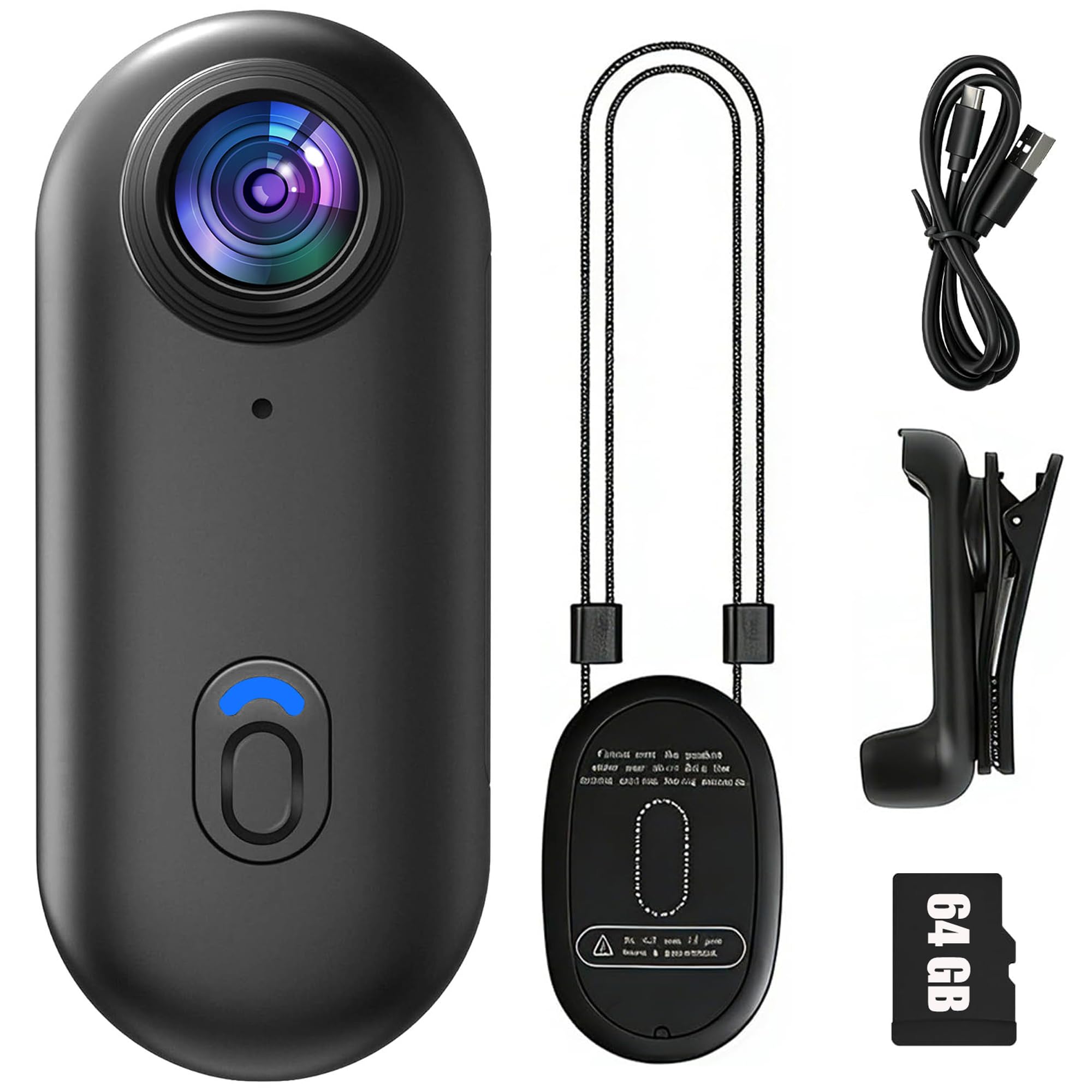 dahocamgo Mini Body Camera, 64GB Wearable Camera | for Work, Travel, Pet Walks, FHD 1080P, Thumb Size, Action Snap Cam, POV Snapcam, Hands Free