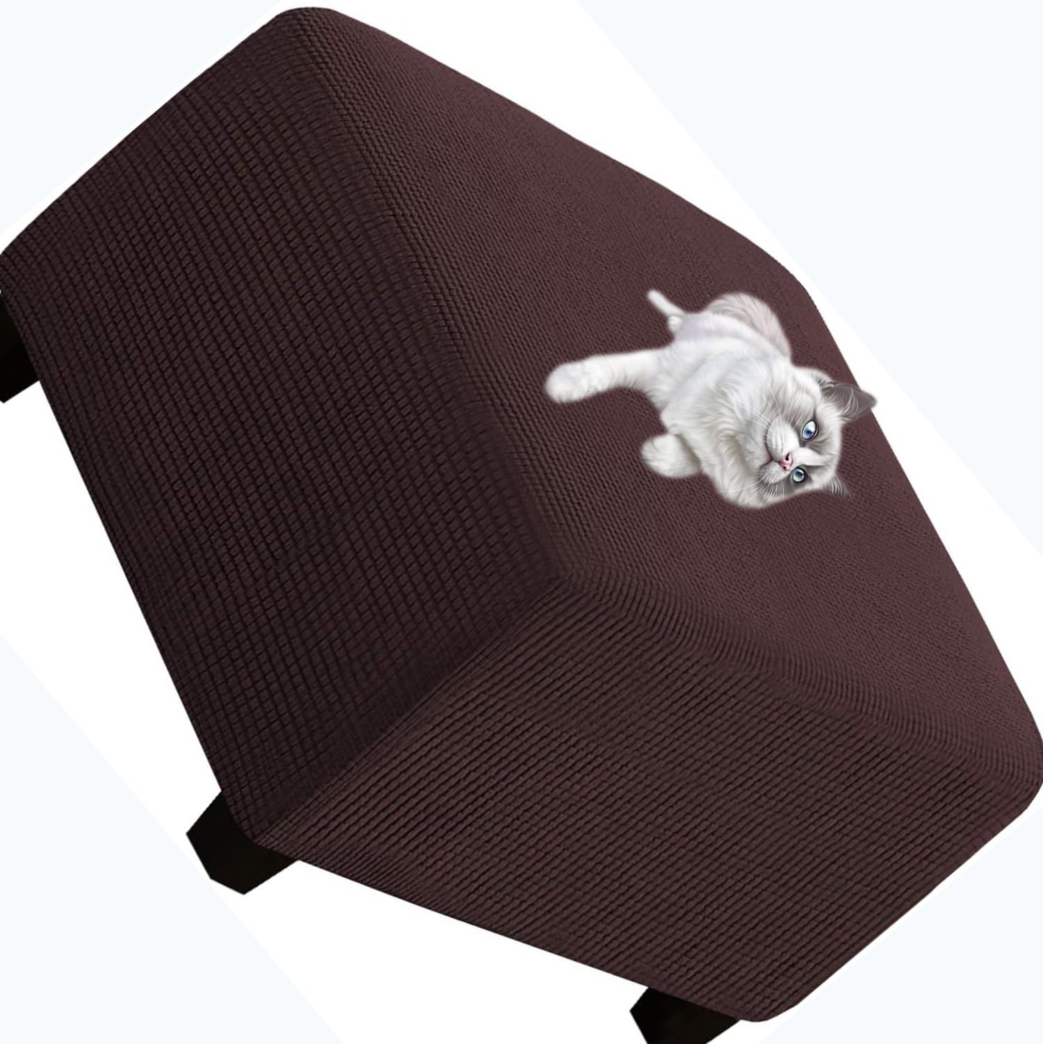 Square Stretch Ottoman Slipcover，40/50/60/70cm Velvet/Jacquard Footstool Protector Covers，Removable Washable Storage Stool Ottoman Covers, Stretch with Elastic Bottom ( Color : #16 , Size : 45x45x40 )