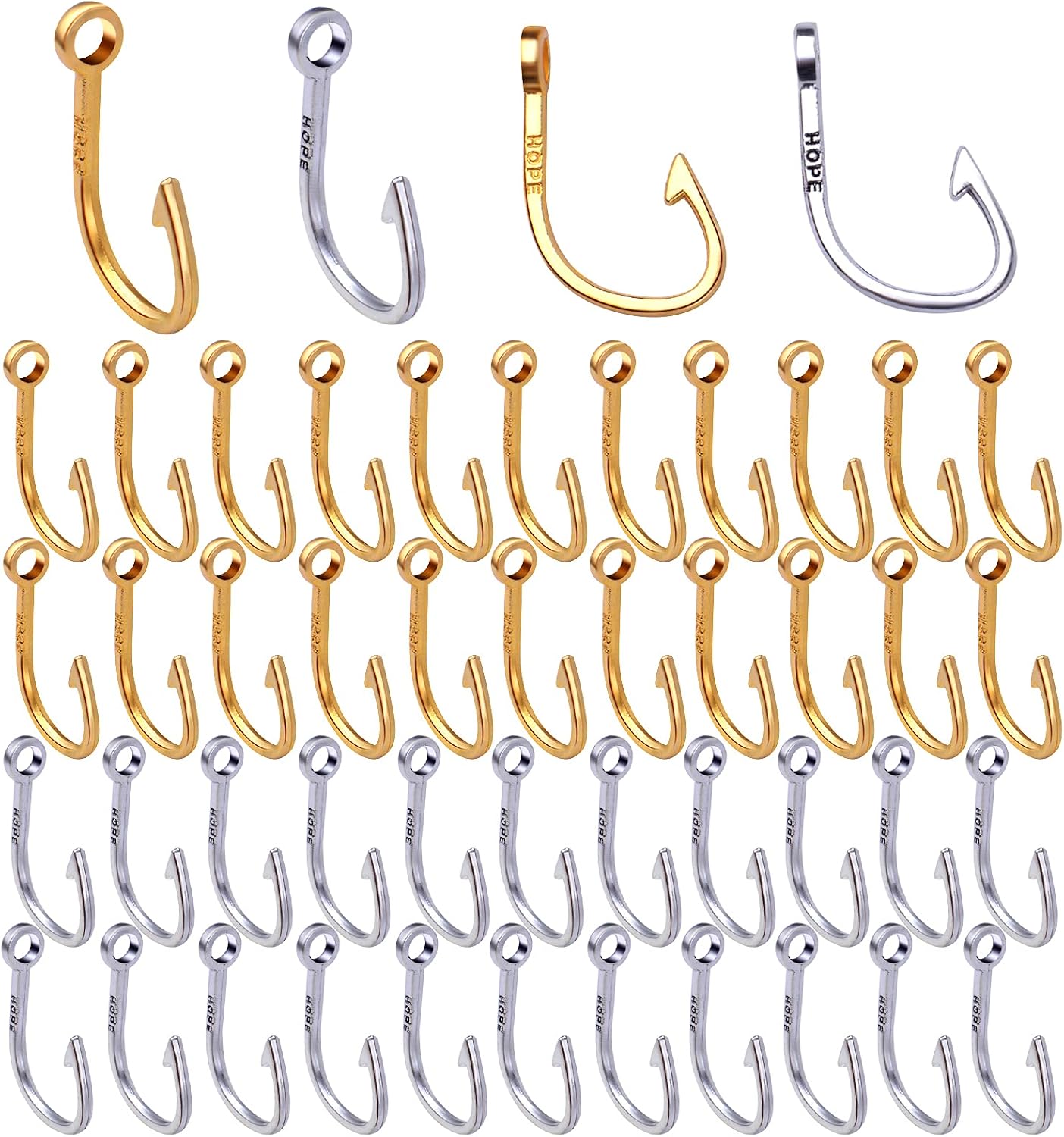 BronaGrand Fish Hooks Charms, Fishhook Pendants Charm Fish Hook Bead Charms for DIY Bracelet Necklace Keychains Jewelry Crafts Making Supplies