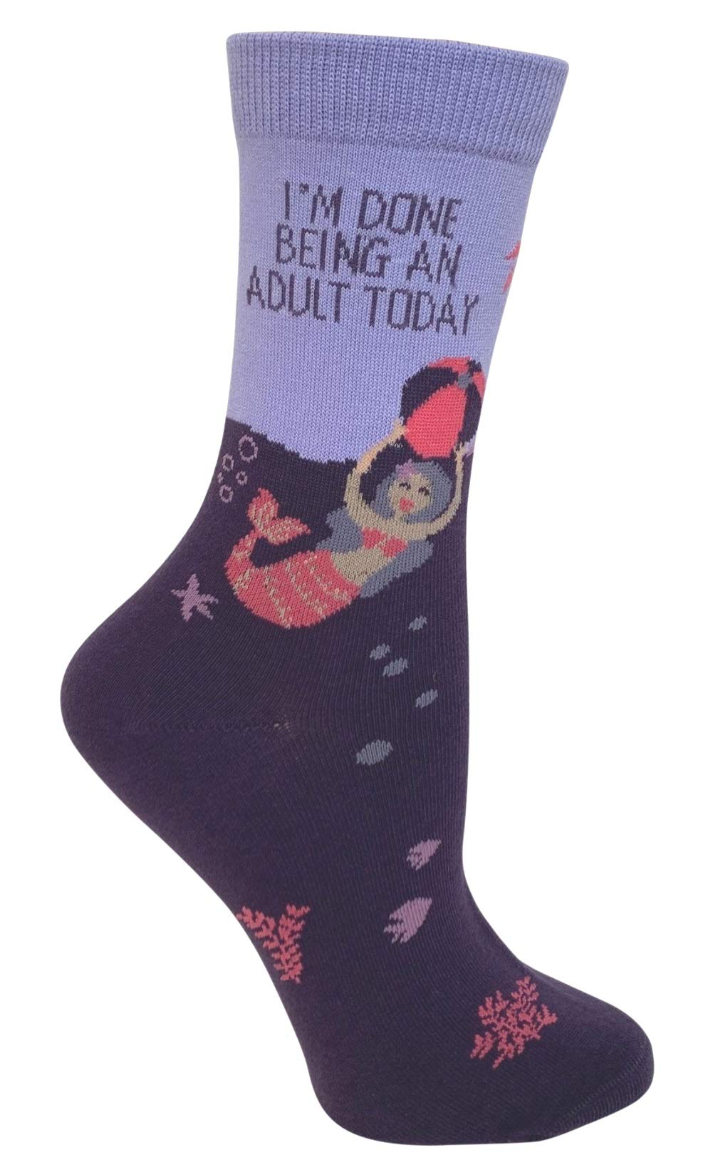 "I'm Done Being an Adult Today" Anydaze Women's Crew Socks, Combed Cotton & smooth toe
