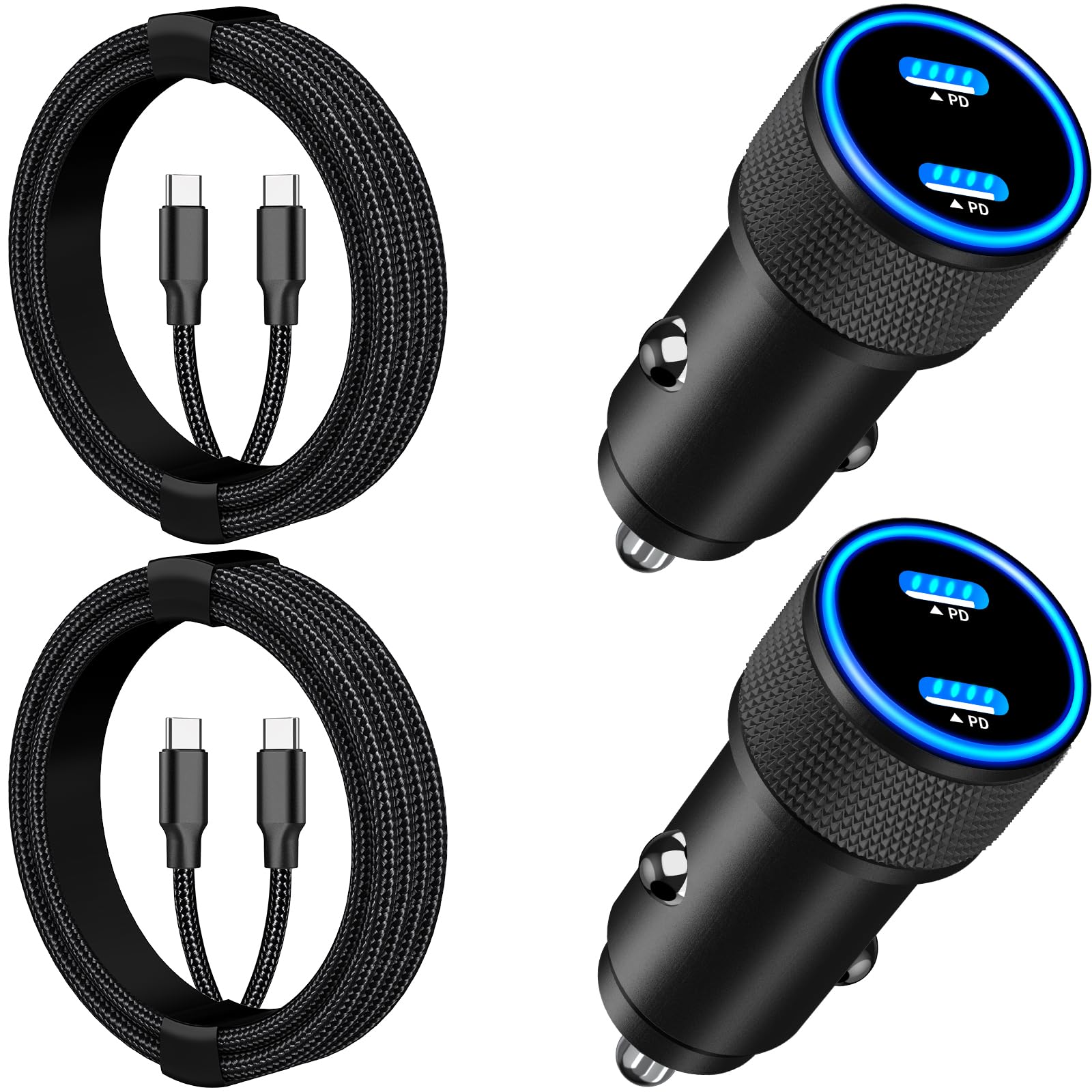 [Apple MFi Certifie] iPhone 16 USB-C Car Charger Fast Charging, 2Pack BAOYUANDA 72W Dual Port Car Charger with 2Pack USB C Type C Cable for iPhone 16 Pro/15 Pro Max,iPad Pro, Air, Mini,iPad 10,Android