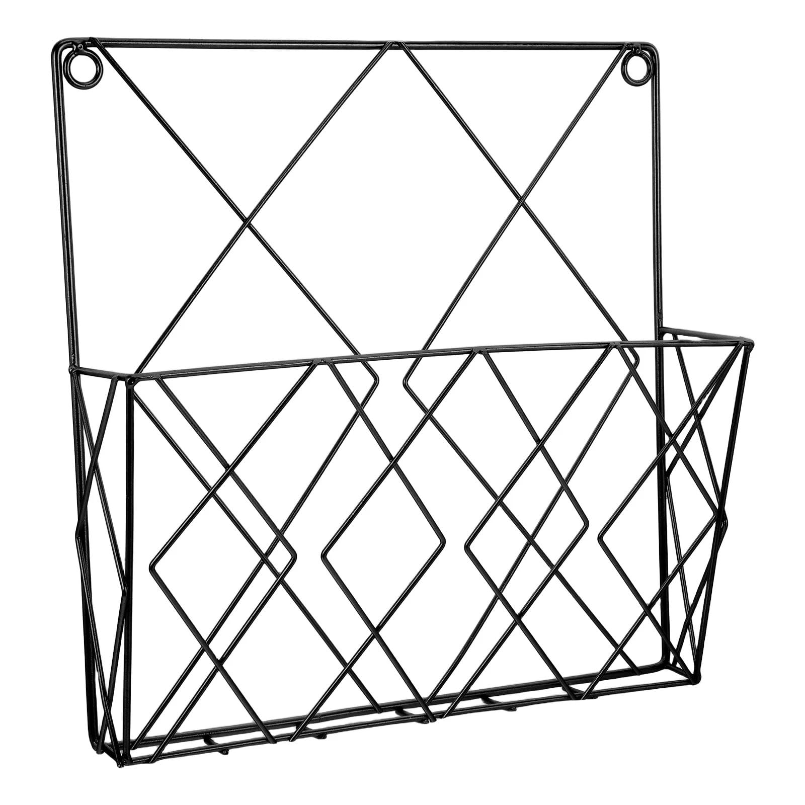 LOVSSU Newspaper Rack Iron Wall Mounted Magazine Rack Industrial Style Multi-Functional Storage Organizer For Newspapers Magazines Books Office