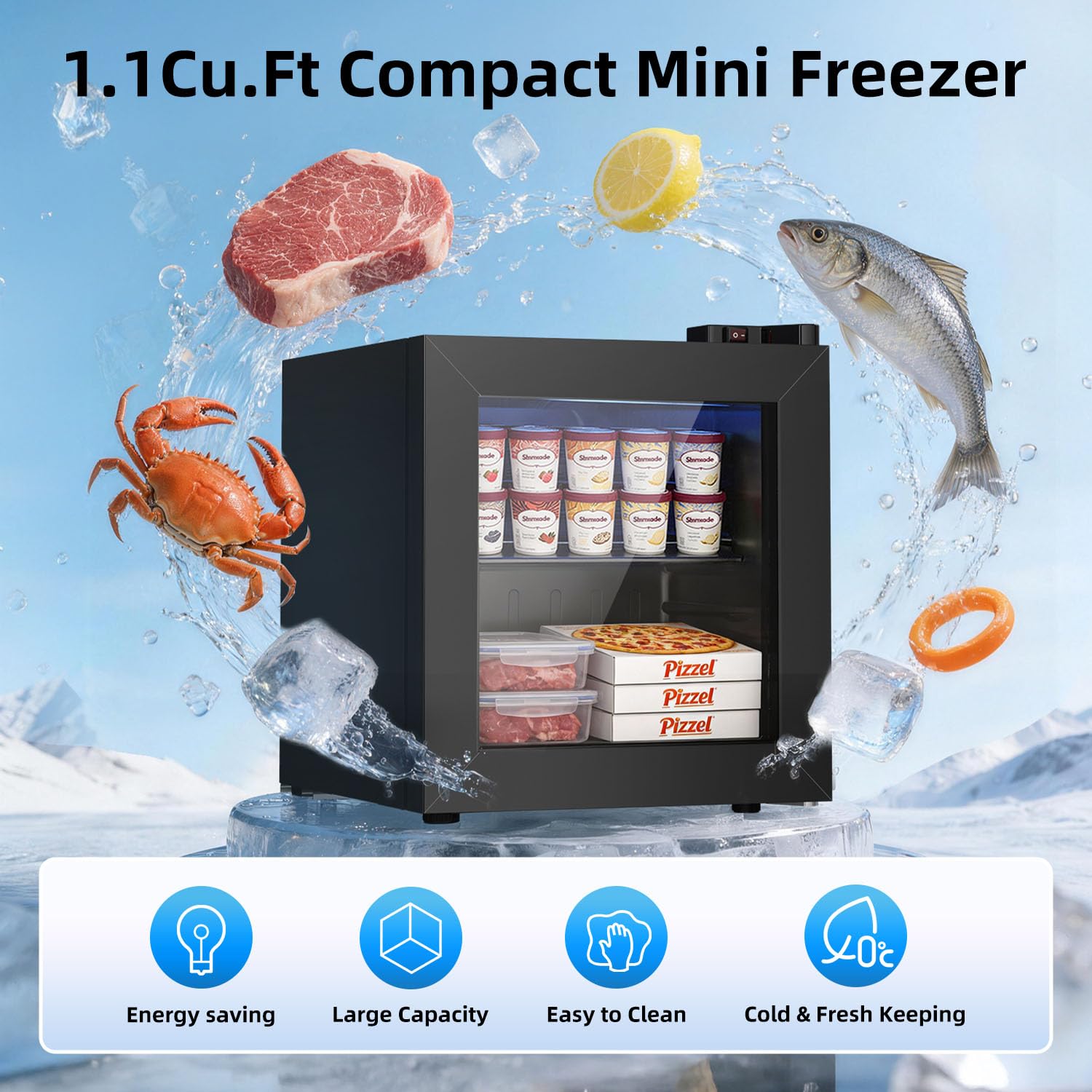 Antarctic Star 35L Upright Ice Cream Storage Unit, Compact Vertical Design with Mechanical Temperature Control, (-10°F to -18°F), Small Capacity Cold Storage for Home/Office/Dormitory Use, 115V/60Hz on Fridge.com