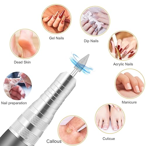 Miniatura 6 de Taladro eléctrico de uñas, kit de manicura profesional, limas de uñas para uñas acrílicas, herramienta de pulido de lima eléctrica portátil,