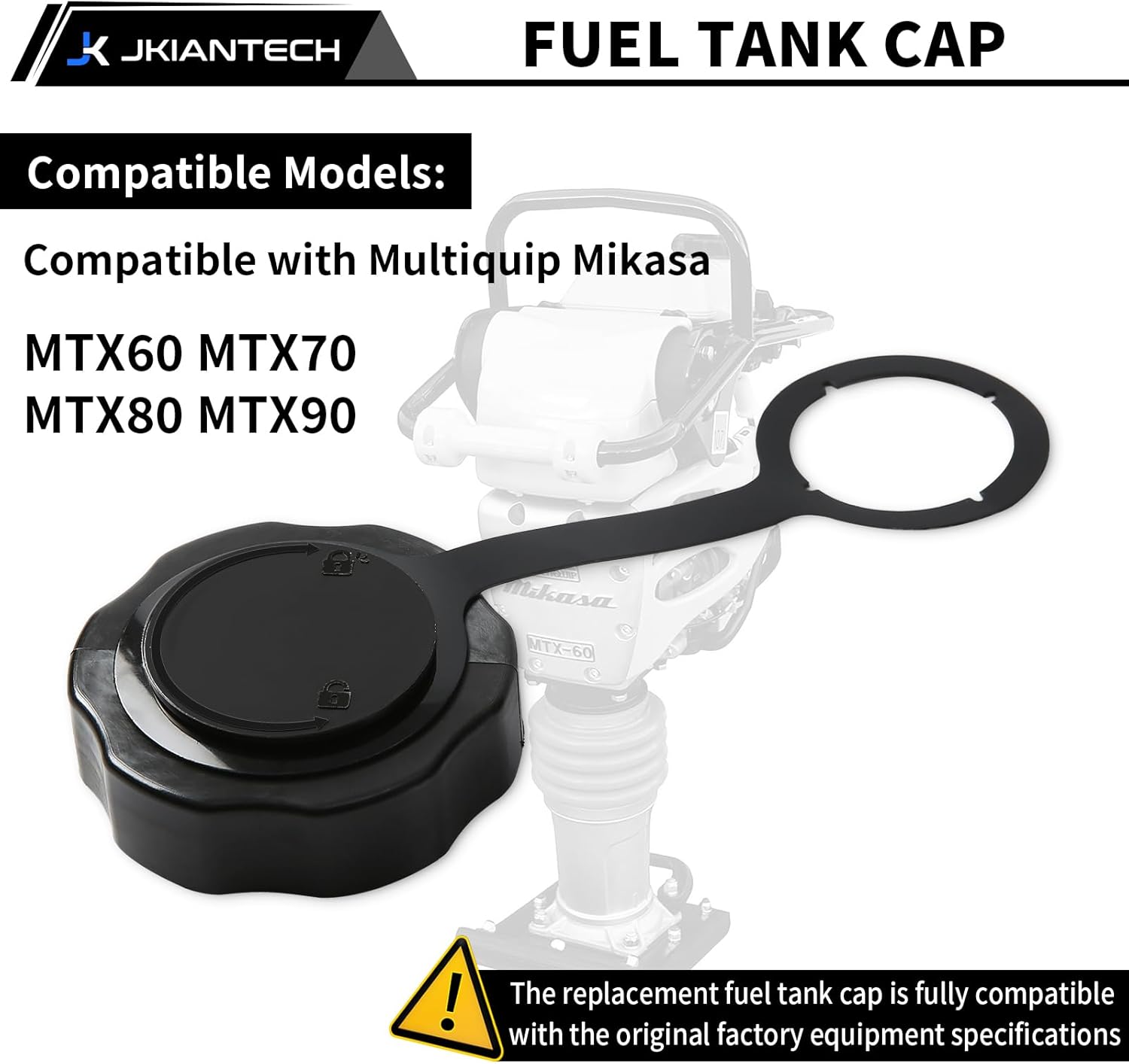 Fuel Tank Cap, Compatible with Multiquip Mikasa Jumping Jack Rammer MTX60, MTX70, MTX80 & MTX90, Replaces 366350460