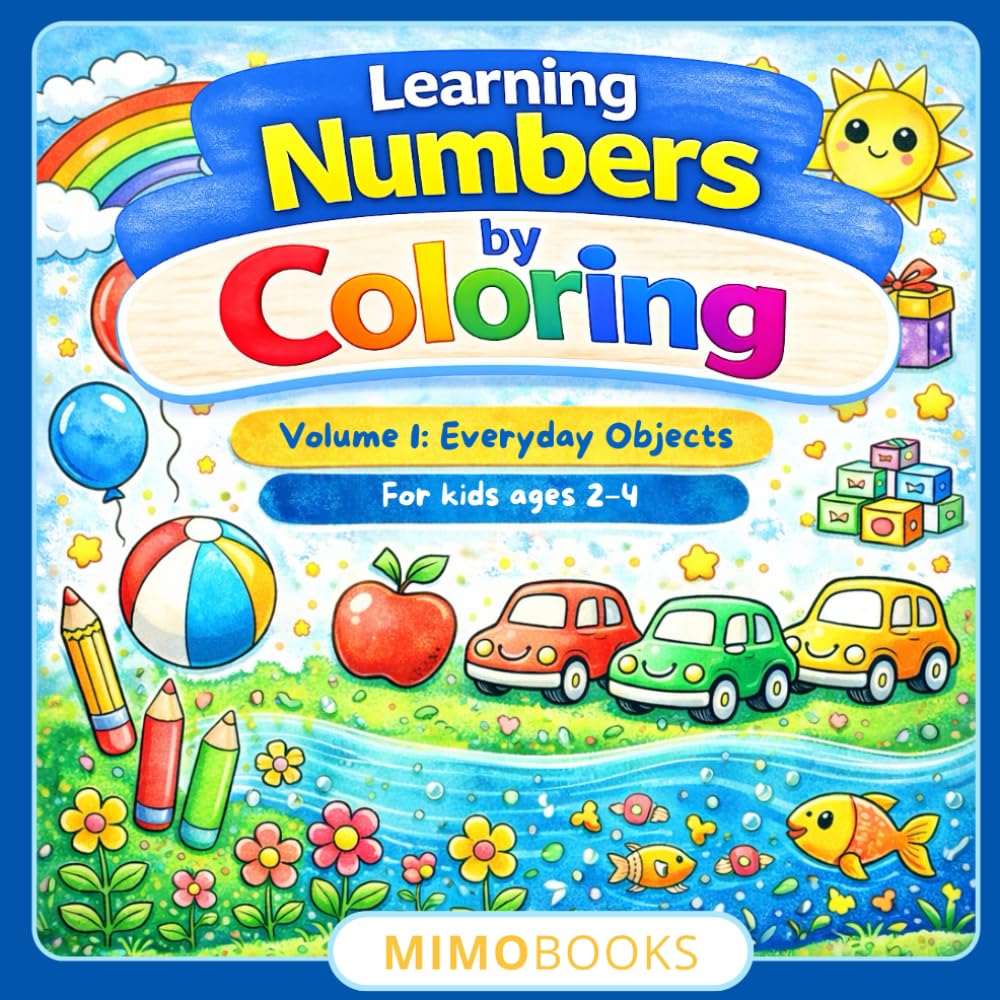 Learning Numbers by Coloring – Volume 1: Everyday Objects Coloring Book for Children Ages 2–4