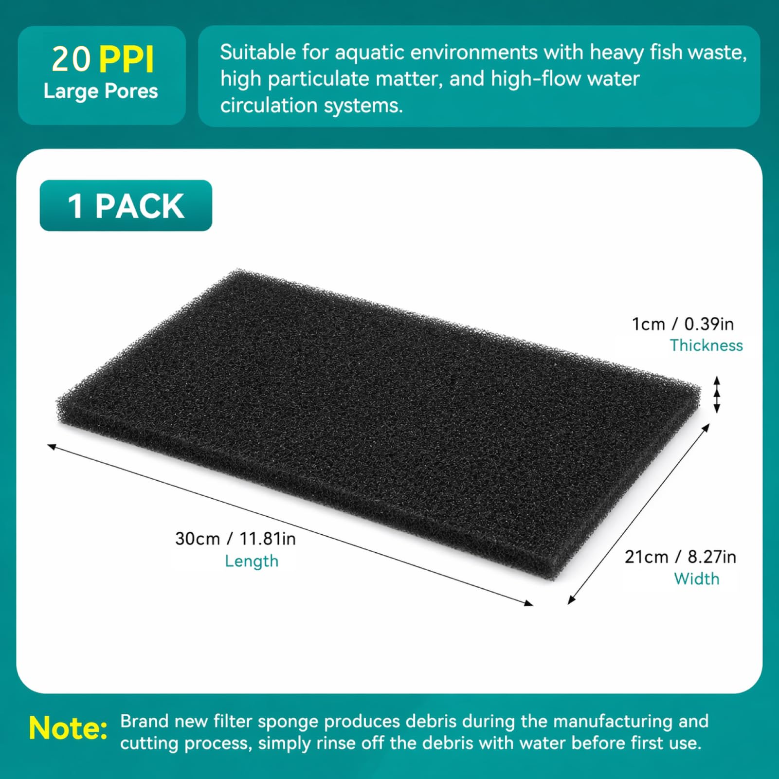 Mousse de Filtre à découper 300x210x10mm pour Pompe Aquarium Bassin Universelle 20ppi (300x210x10mm 20ppi)