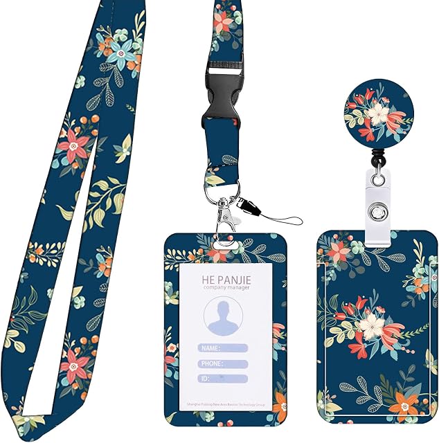 JKDHJK Plastic Card Holder Cute Lanyard Id Holder Retractable Id Card Holders Lanyard Neck Strap Lanyard with Card Holder for Women White Collar Nurse Doctor Teacher Badge Holder(Navy Blue)