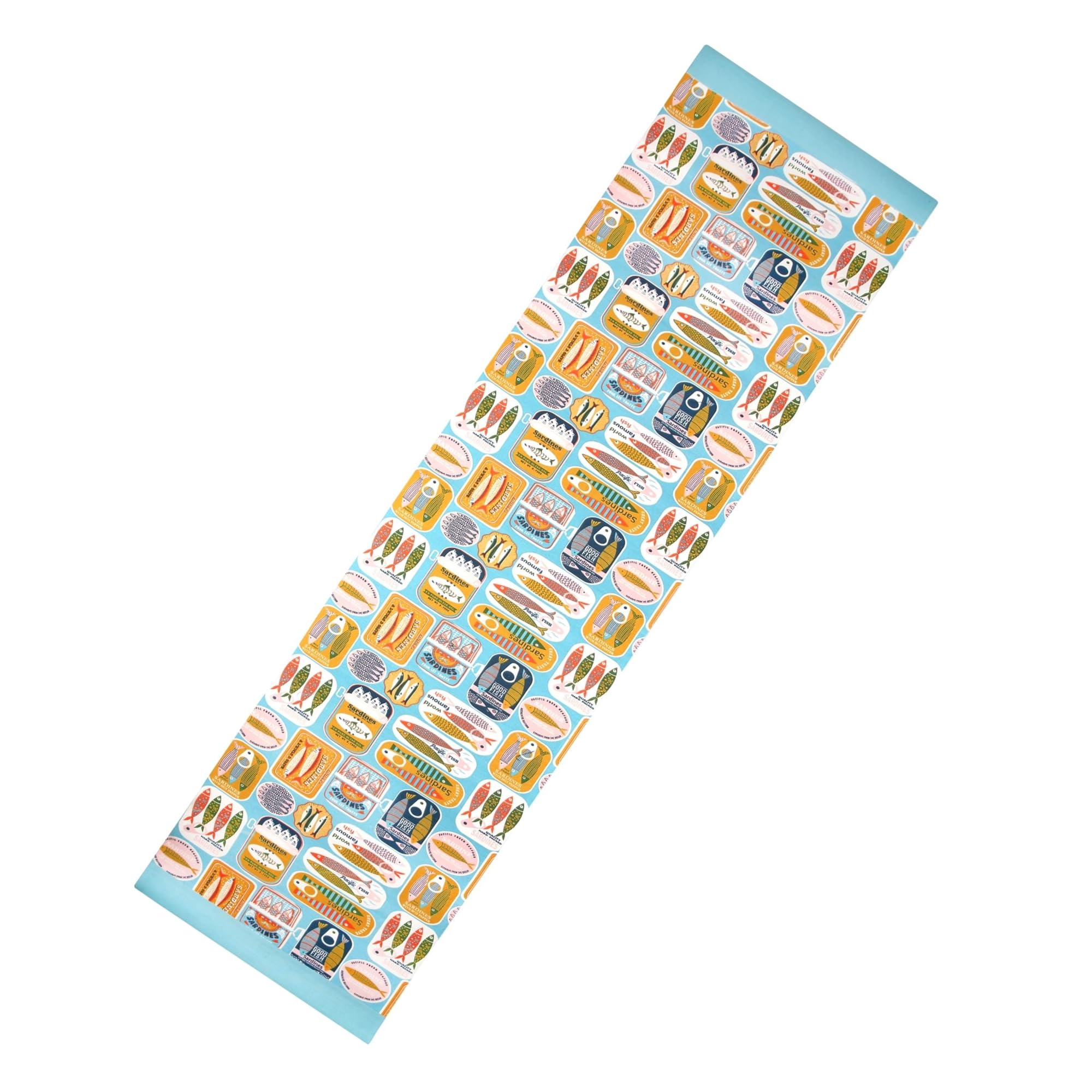 Dexam Table Runner, 60% Recycled Cotton 40% Cotton, Vintage Sardine Print, Colourful, 200 x 40cm, Coastal Style, Machine Washable at 30C