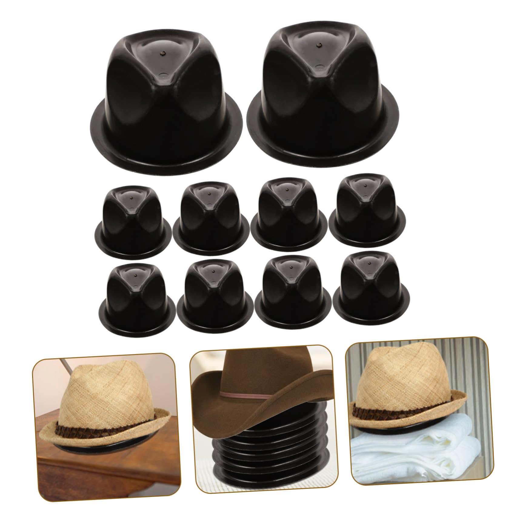 OUNONA 10 Piezas Sostenedor Del Sombrero Estante De Almacenamiento De Sombreros De Tienda Organizador De Sombreros De Vaquero De Polivinilo Escritorio Perchero 57c