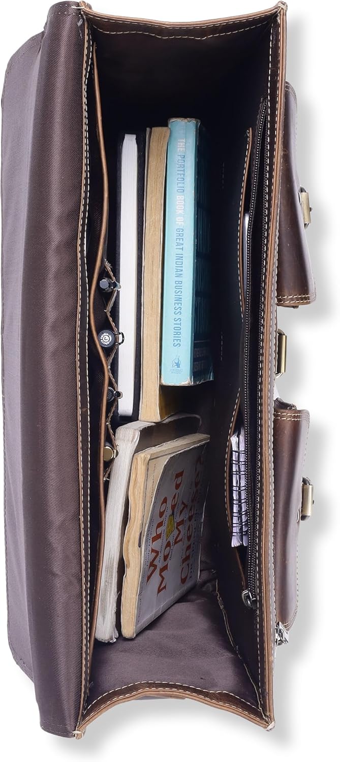 TRISKY Leather Messenger Bag for Men, Leather Laptop Bag 16 Inch, Laptop Briefcases for Men, Brown Crossbody Bags for Office Work, Travel, Gifting (brown,16 Inches)