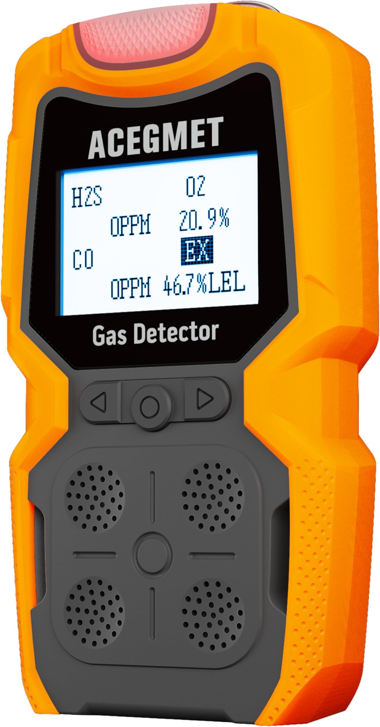 ACEGMET Gas Detector Monitor 4 Gases Multiple Indicator (Audible Visual Vibration) H2S O2. Co and Lel Monitor 4 Gases Personal Rechargeable Meter 4 Gases 2 Years Sensor Life Detect