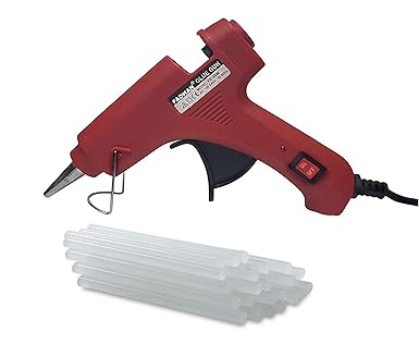 Fadman Electric 20W Red Mini Hot Melt Glue Gun With 15 Pcs Hot Melt Glue Stick Standard Temperature Corded Glue Gun (7 mm)
