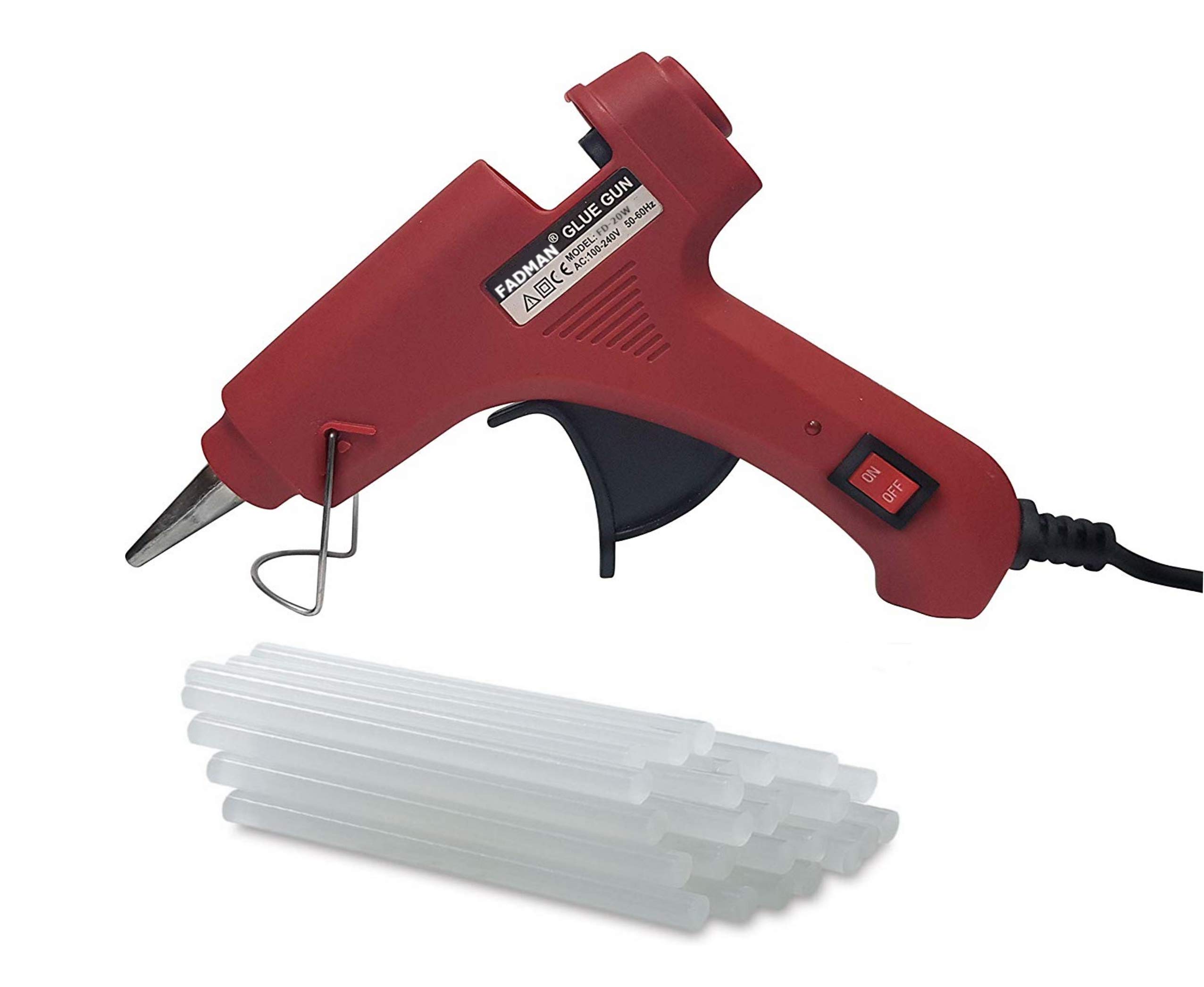 FADMAN 7 MM HOT Adhesive (15 Glue Sticks) with RED 20 WATT Mini HOT Glue Gun for DIY Craft Work (ON Off Switch Button & Indicator)-image-44