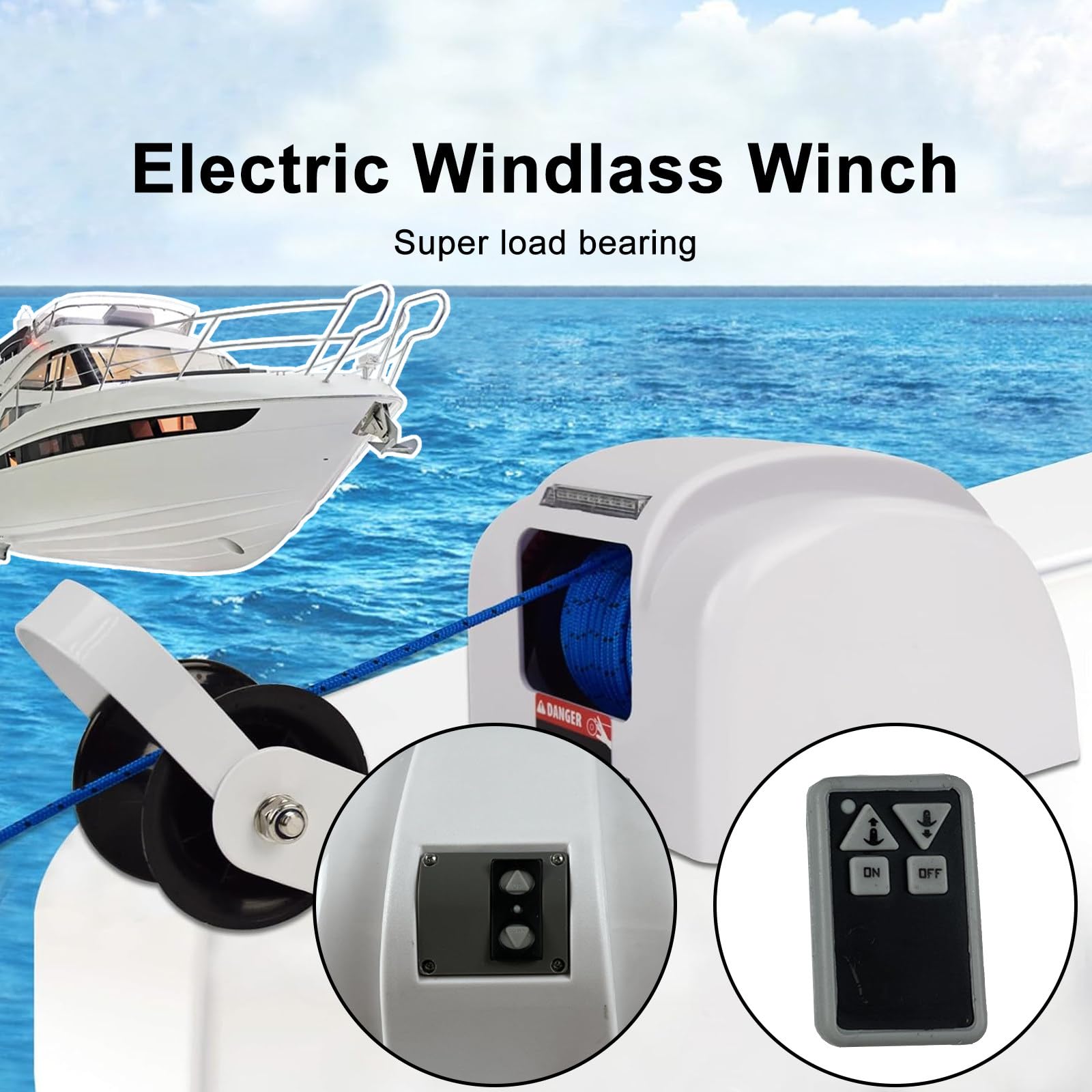 Elektryczna WciąGarka Kotwiczna 12 V Do łOdzi, UciąG 318 Kg, Lina 31 M, Ze OśWietleniem Led, Do łOdzi Pontonowych, PokłAdowych CordlessControl