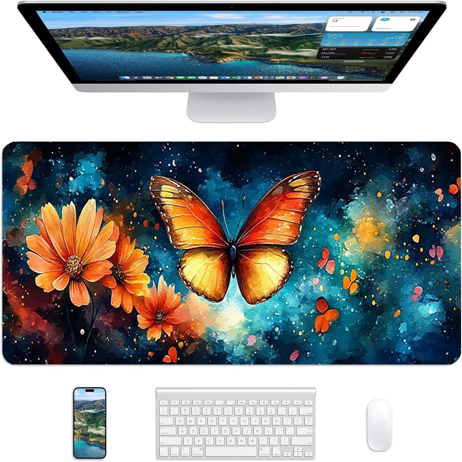 Generico Lejnlnng Tappetino Mouse Gaming XXL -160x80cm - Tramonto Tappetino Scrivania Grande, Spiaggia Impermeabile Tappeto Mouse con Base in Gomma Antiscivolo, Mousepad per Gaming e Ufficio JL-8108