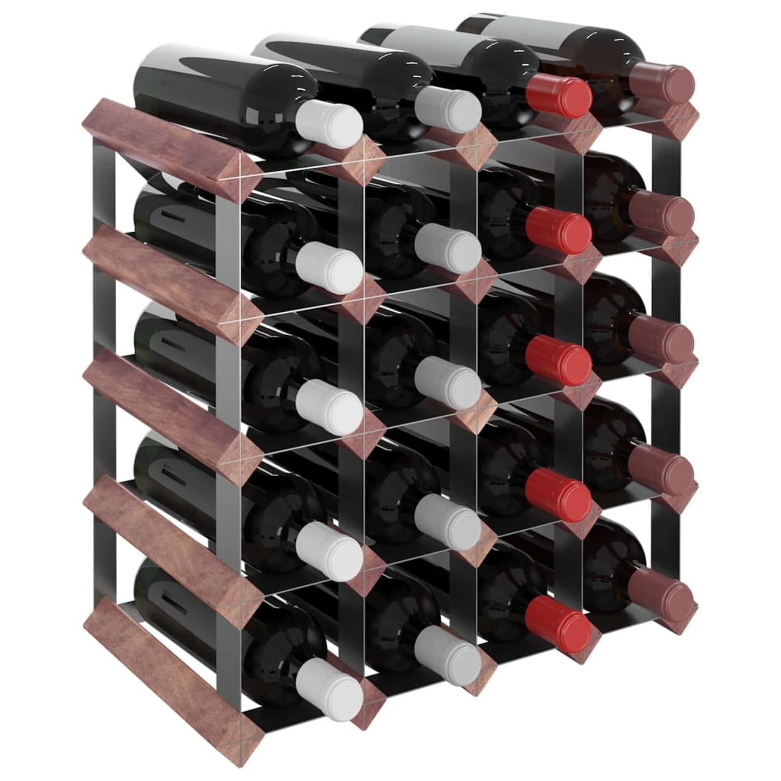 Homgoday Botellero para 20 botellas de madera maciza de pino marrón, botellero de vino, botellero de vino, botellero de vino, botellero de vino, mueble portavini