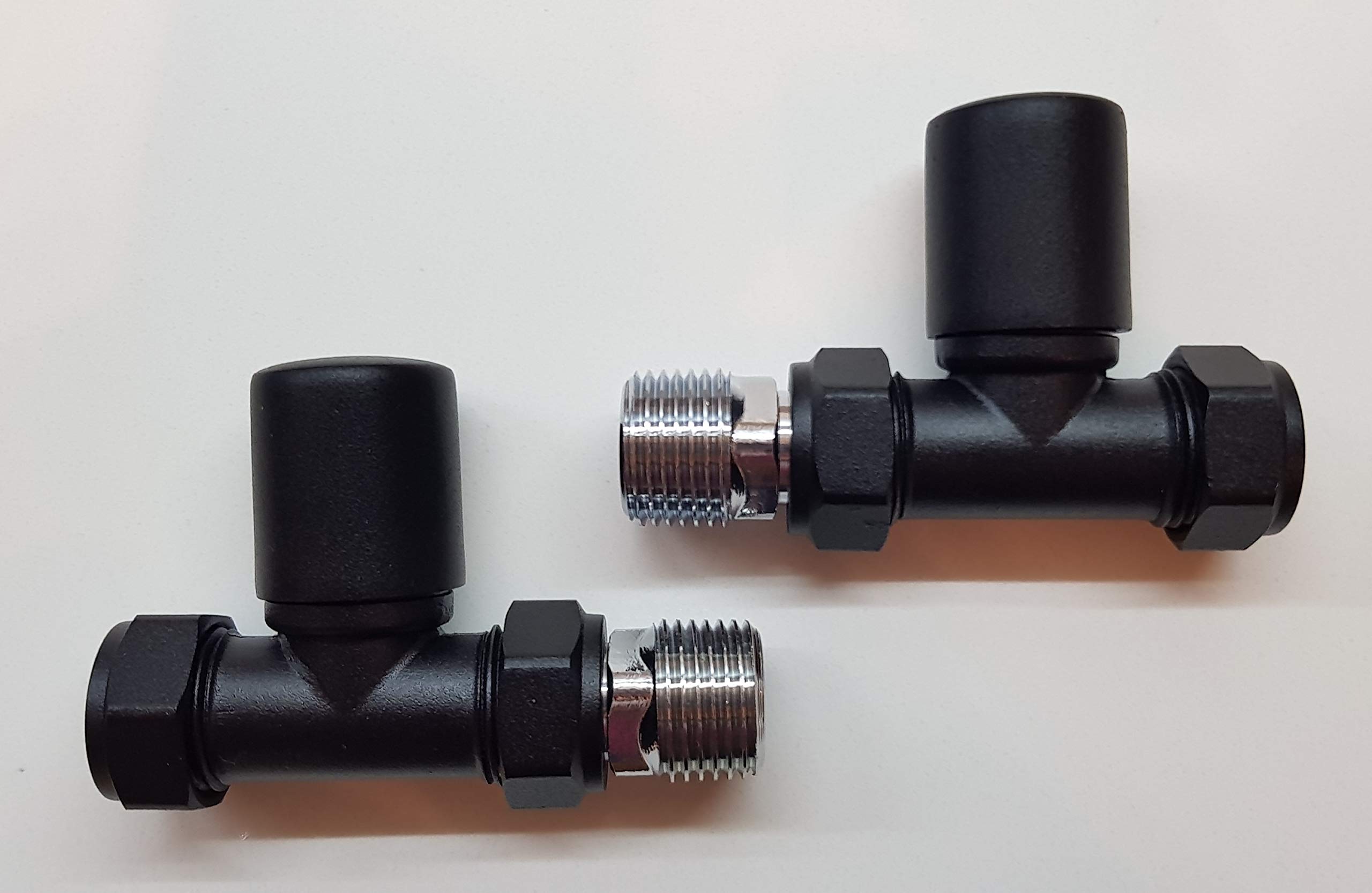 Plumb Warehouse Black Radiator Valve Straight 15Mm (Pair) Finish: