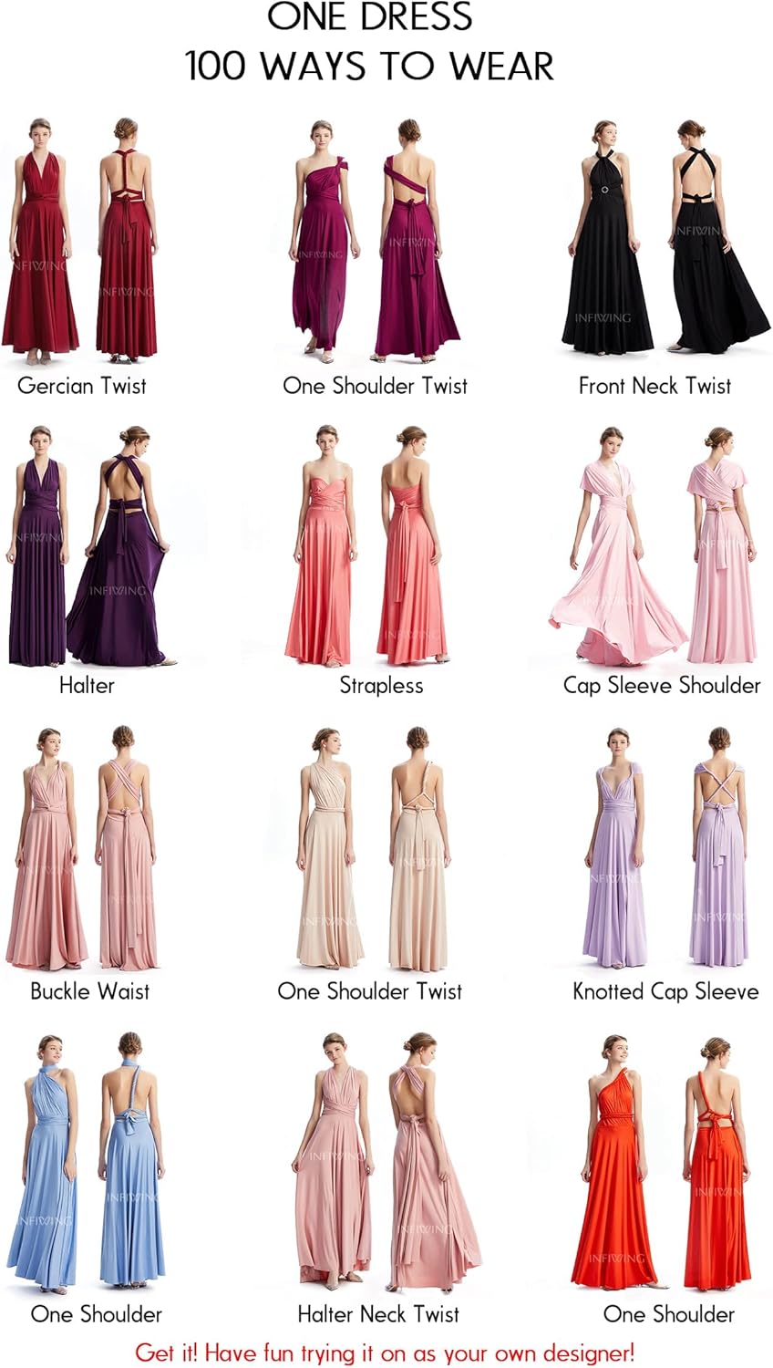 Infinity Dresses for Bridesmaids,Wedding Guest Dresses for Women,Plus Size Wrap Dress Long Maxi Convertible Multiway Dress - Image 4