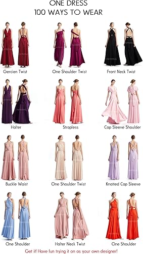 Miniatura 3 de Vestidos infinitos para damas de honor, vestidos de invitadas de boda para mujer, vestido cruzado de talla grande, vestido largo convertible multiway