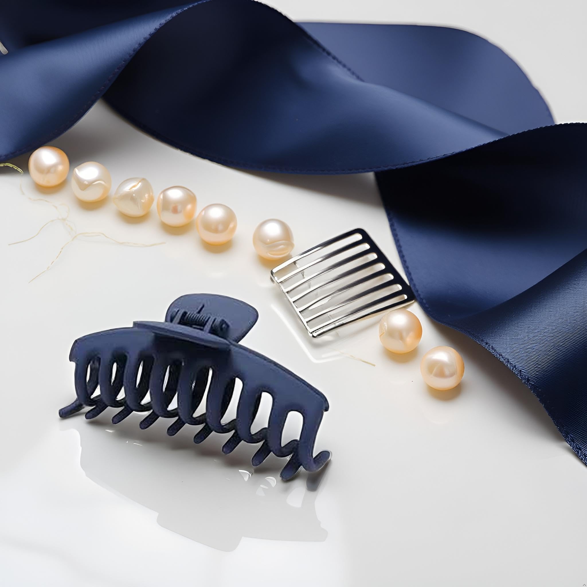 Navy Blue Frosted Claw Hair Clips for Women's Thick Hair,Jumbo Navy Blue Hair Clip Strong Hold Hair Clips Hair Styling Accessories - Image 3