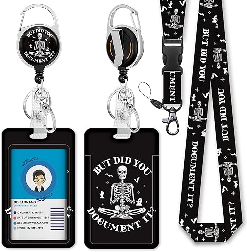 Miniatura 126 de Giancomics Black ID Badge Holder with Lanyard, Lanyards for ID Badges with Badge Reel Retractable Heavy Duty, Lanyard with ID Holder Keychain Clip
