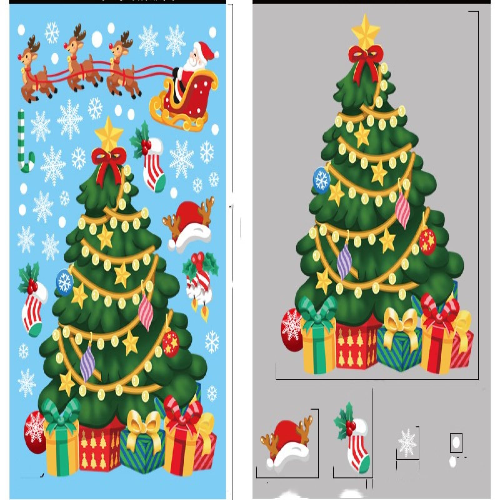 Ladlebroom Xc070 Christmas Tree Christmas Decoration Snowflake Stickers, Santa Claus, Elk, Snowman Static Stickers, Merry Christmas Window Stickers