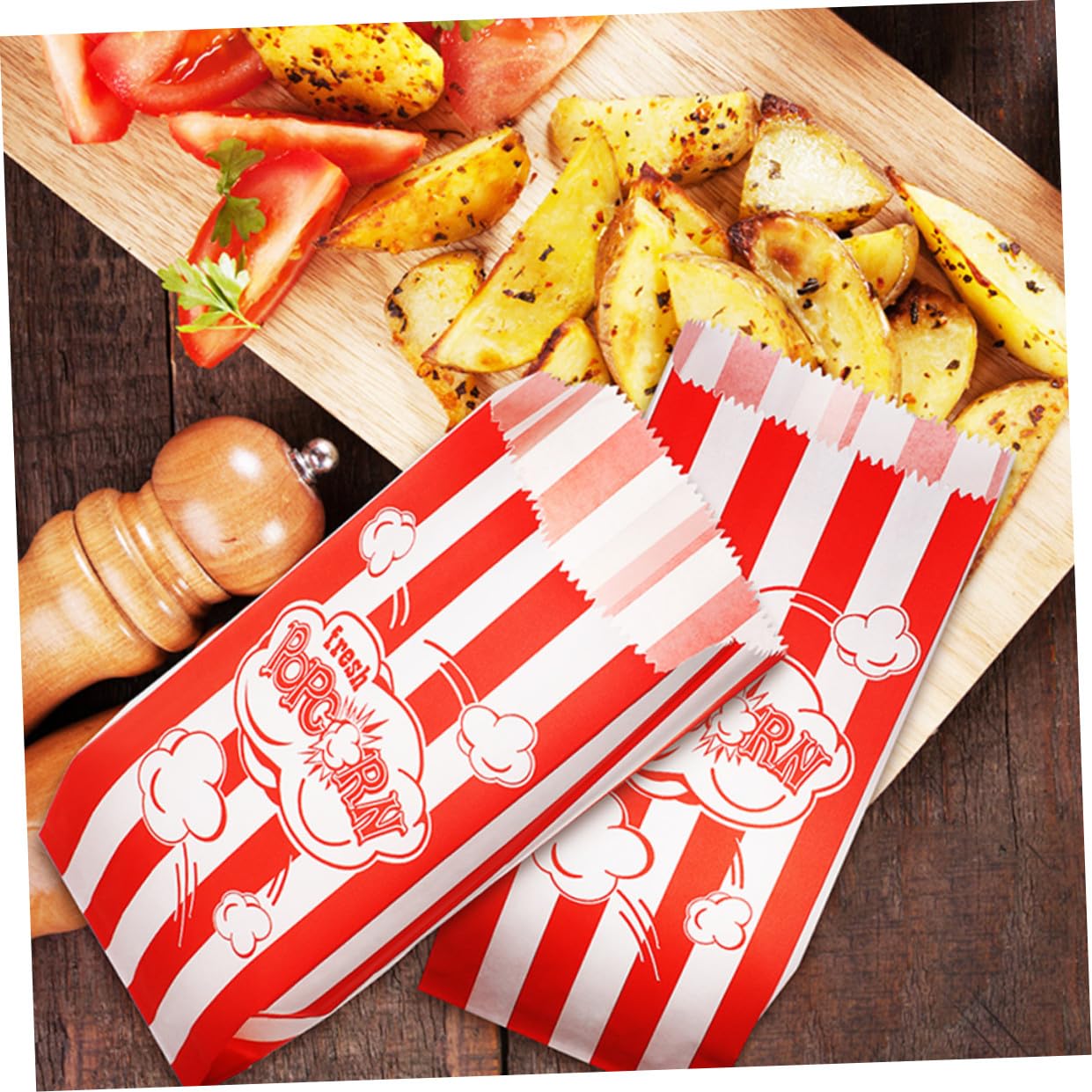 Healeved 10 Sätze Popcorn-verpackungsbeutel Popcorntüten Für Partys Schokoladen-popcorn Kerne Kinderparty Mitgebsel Party Sachen Popcorn-behälter-filmabend Snackbeutel Papier 100 Stück * 10