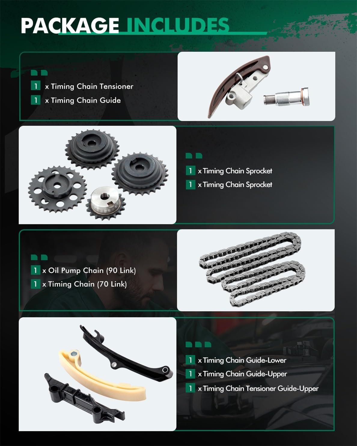 SCITOO Engine Timing Chain Kit Replaces for Volkswagen EuroVan for Volkswagen for Golf for Volkswagen for Jetta 1999-2005 2.8L 021109503A