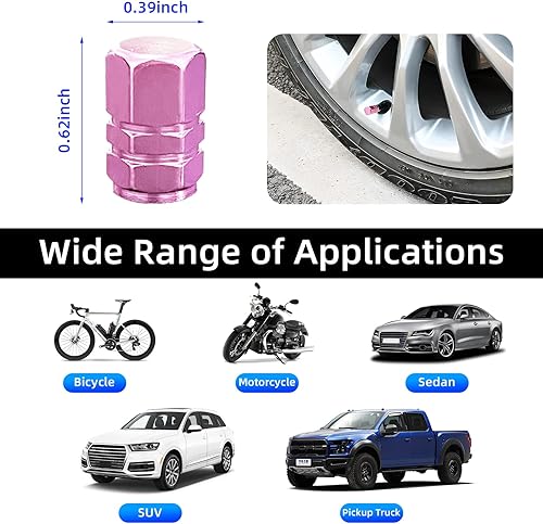 Miniatura 2 de 8 tapas para válvulas de neumáticos de automóvil, cubiertas de aleación de aluminio con anillo de goma, resistentes a la corrosión, herméticas a