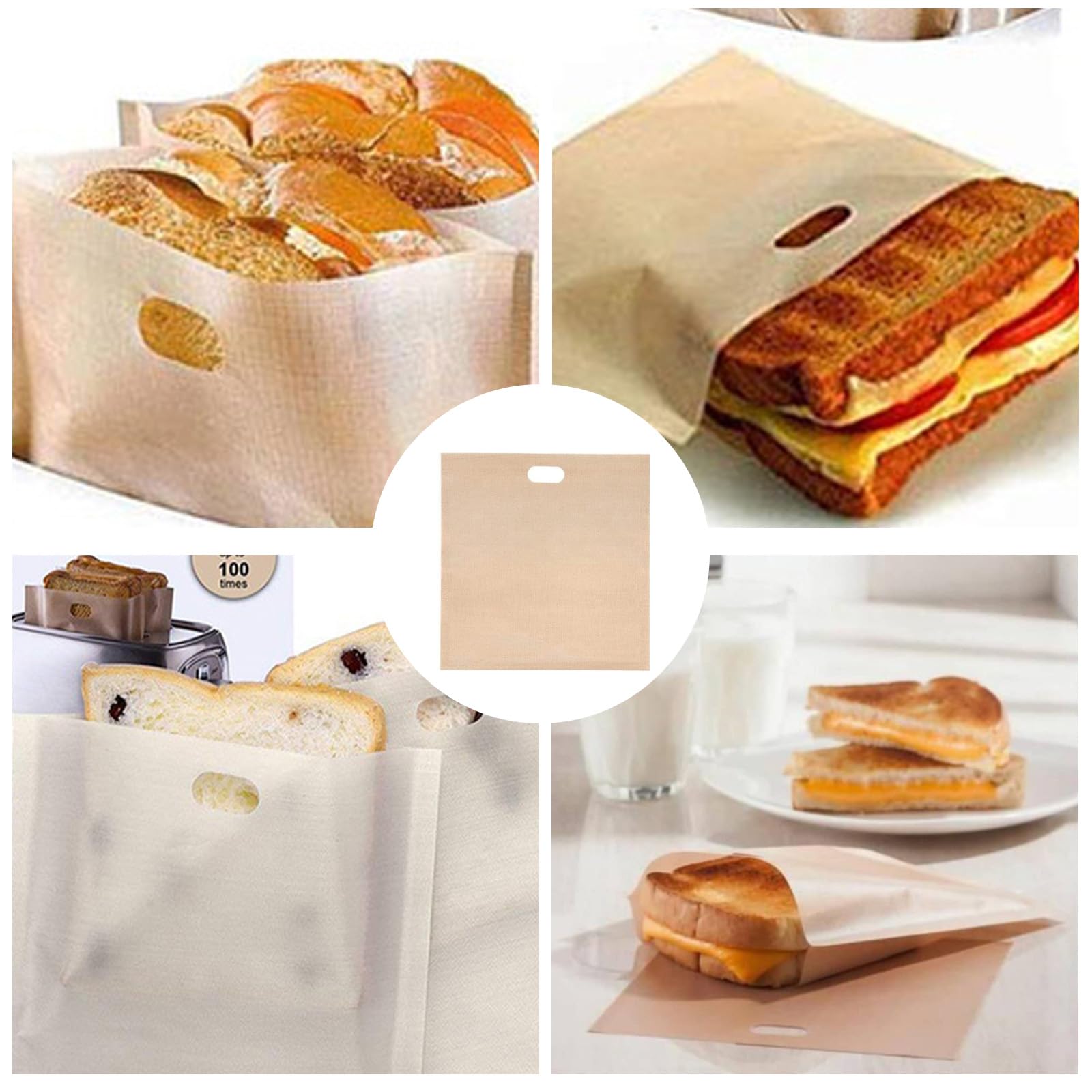 Grilled Cheese Bags Reusable Toaster Bags - 10 Pack Nonstick Grilled Cheese & Snack Bags For Toaster & Air Fryer Grill Cheese Toaster Bag