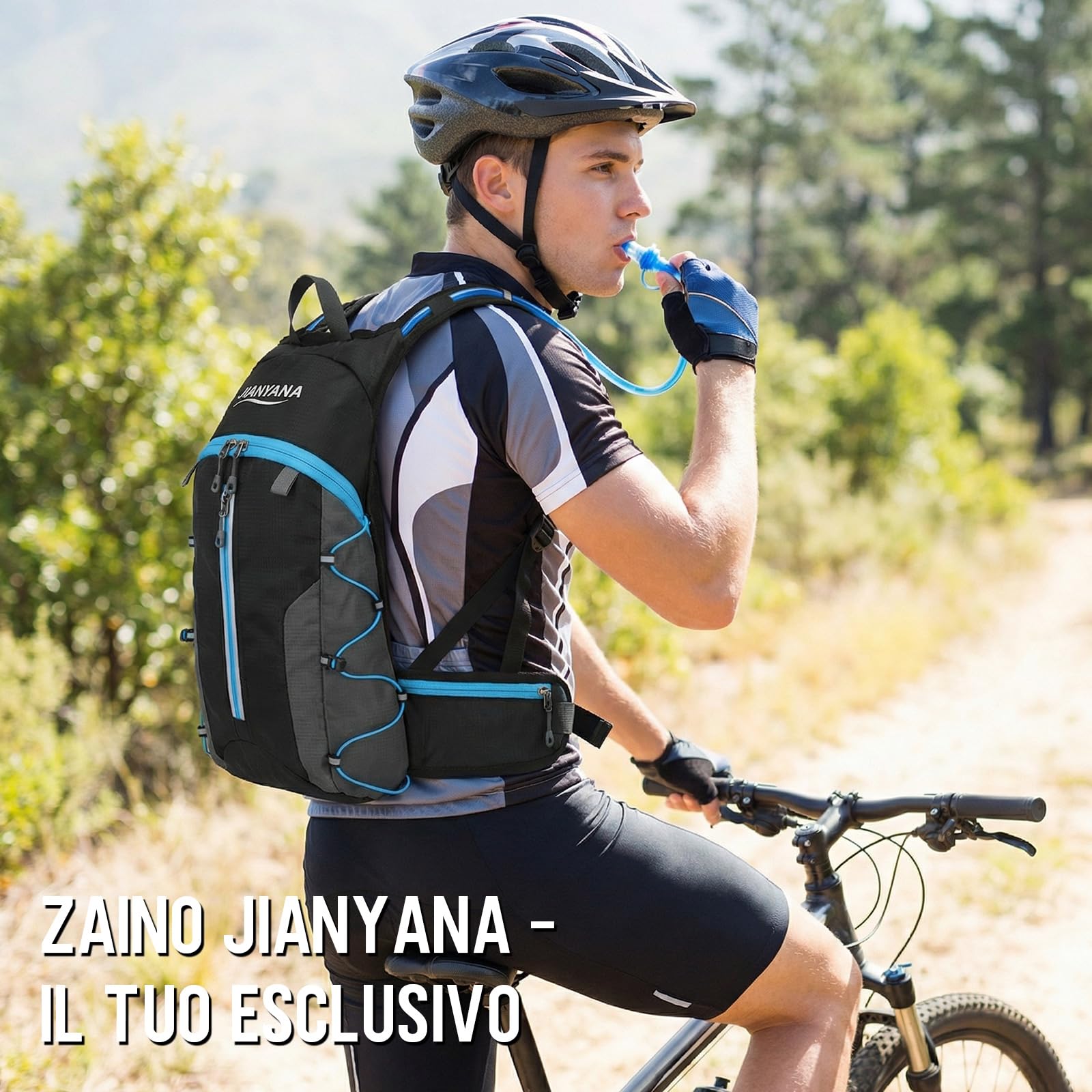 JIANYANA Zaino idrico pieghevole da 2 litri, nero, 550 g, adatto per ciclismo ed escursionismo. (Nero)