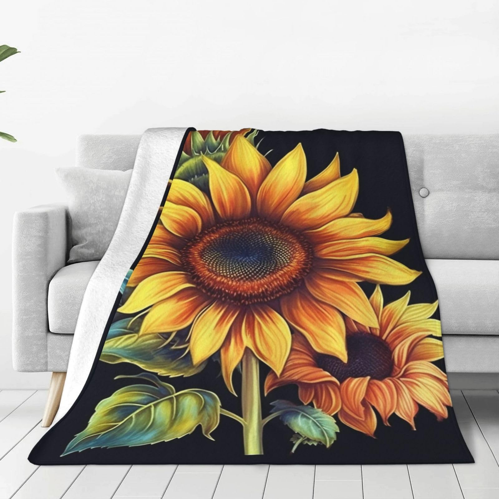 KLOPH Summer Sunflower Throw Blanket 40"x30" Flannel Fluffy Warm Blanket for Couch, Reversible Plush Blankets for Bed, Comfy Fuzzy Blanket for Sofa, Plush Lightweight-Blankets for All Season