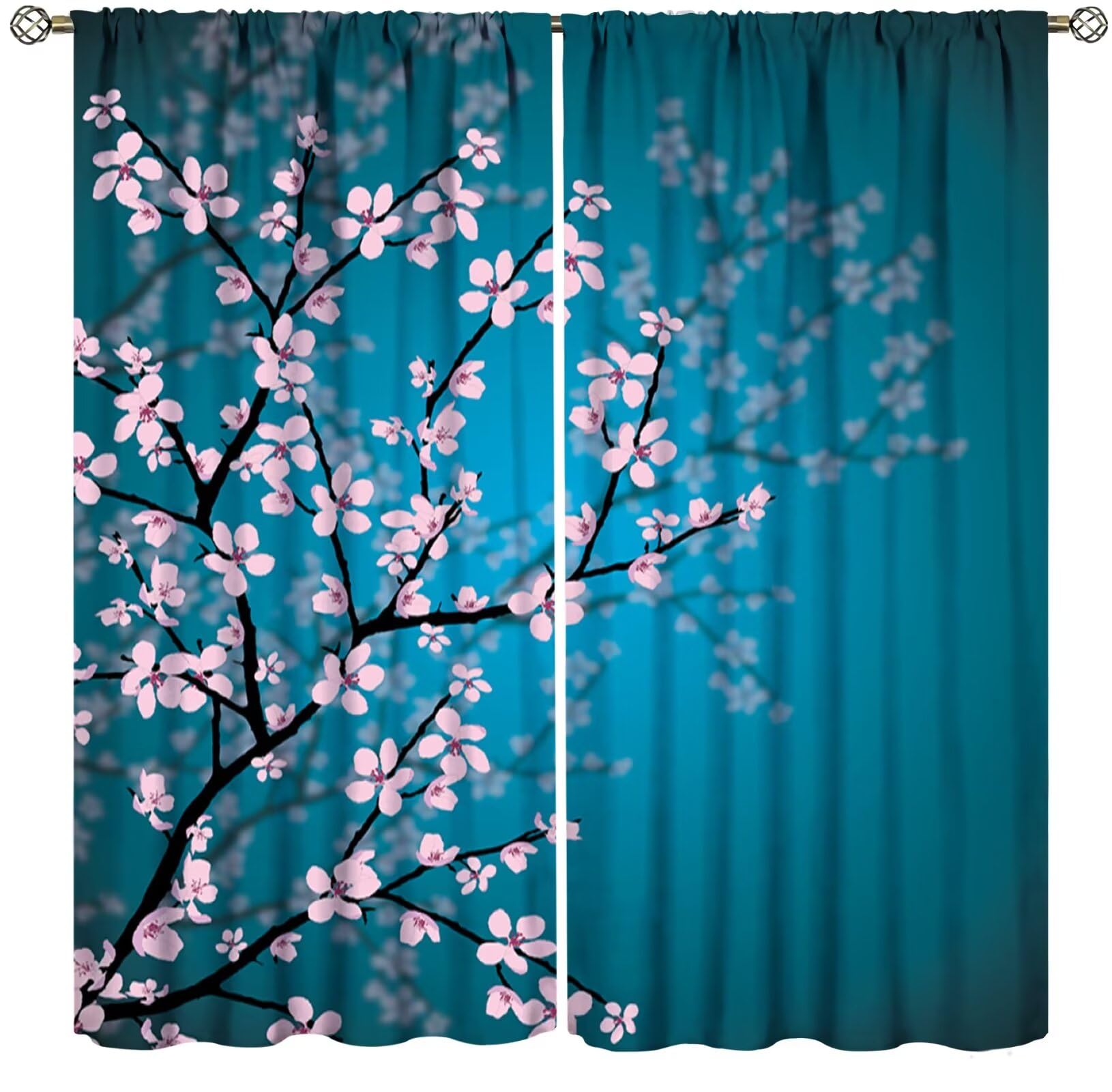 MOBEITI Cherry Blossom Blackout Curtains - 96" Long, 2 Panels, Grommet Top, Thermal Insulating For Bedroom & Living Room - View #7