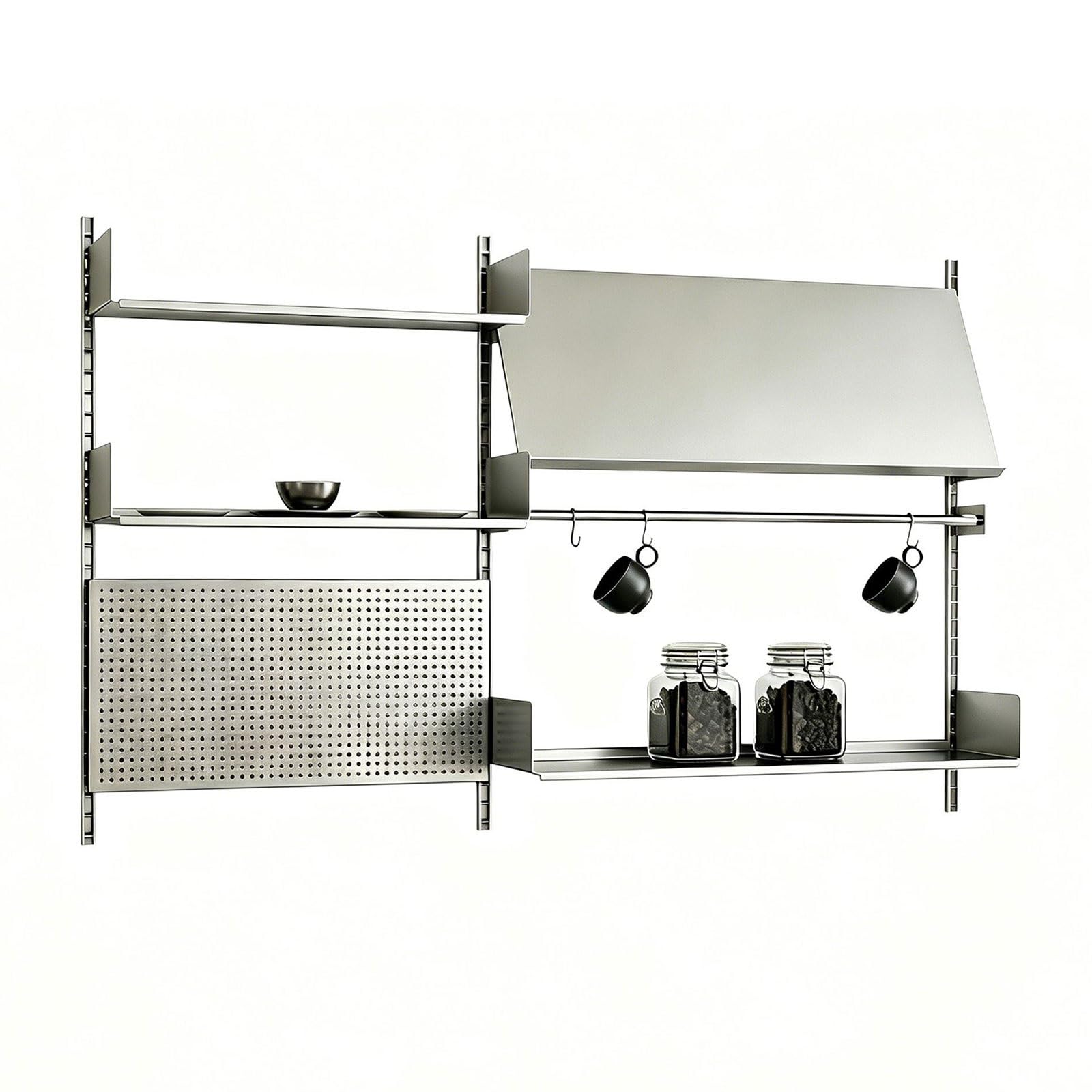 Pegboard Wall Organizer Acero Inoxidable Metal Organizador Dormitorio Altura de Estantes Ajustable Panel Perforado Pared Capacidad de Carga de 50Kg por Estante