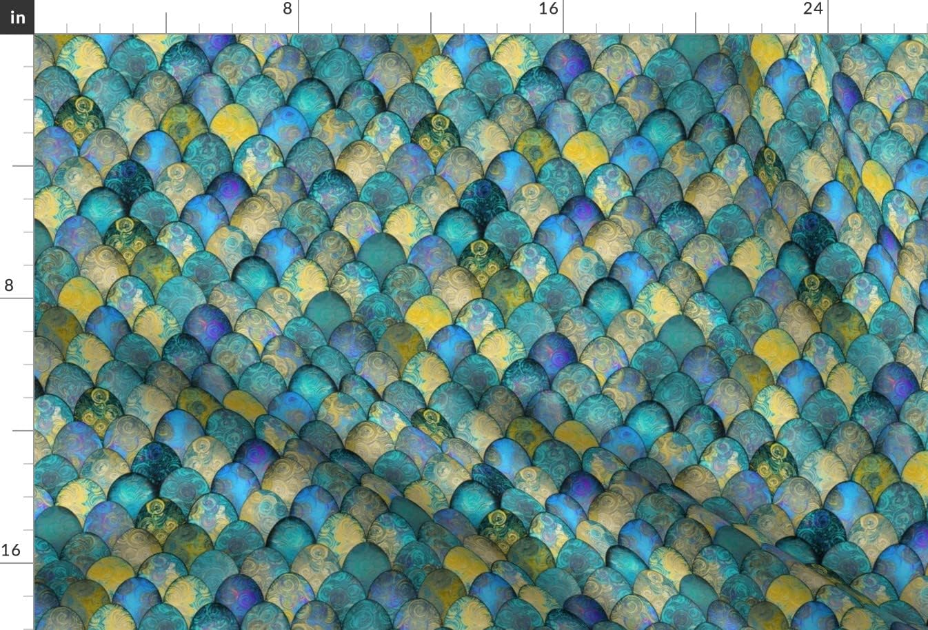Spoonflower Fabric - Mermaid Turquoise Goldfish Dragon Ocean Fish Scales Easter Printed on Minky Fabric by The Yard - Sewing Baby Blankets Quilt Backing Plush