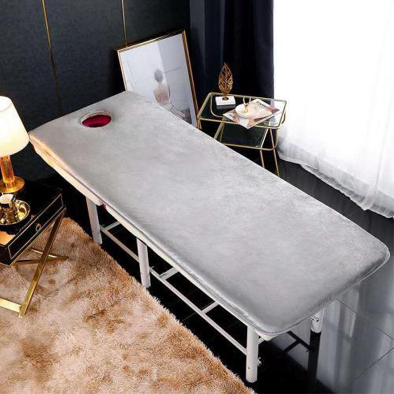 LXJDDLD Foldable Beauty Salon Mattress, Memory Foam Mattress Topper for Massage Table, Spa Bed Mattress Pad, Square/Round/Trapezoidal Head (Bed Not Included), Grey, 70x190cm, 4cm Thick