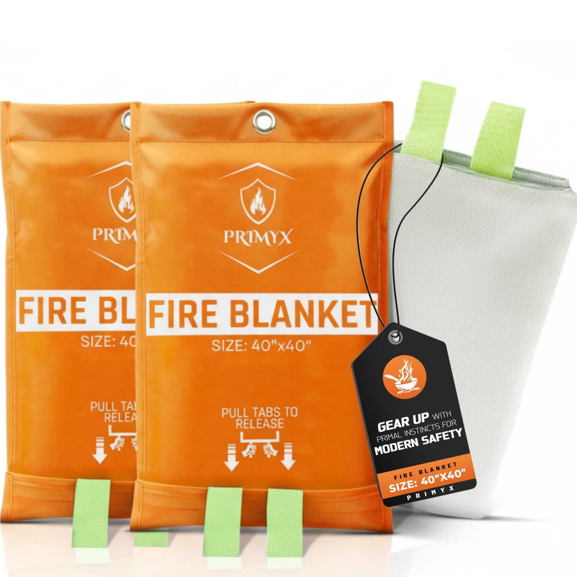 Emergency Fire Blanket 40"x40" (2-Pack) – Fireproof Survival Blanket for Home, Kitchen, RV &amp; Camping – Smothers Grease &amp; Electrical Fires – Reusable, Pet &amp; Family Safe Fire Safety Gear