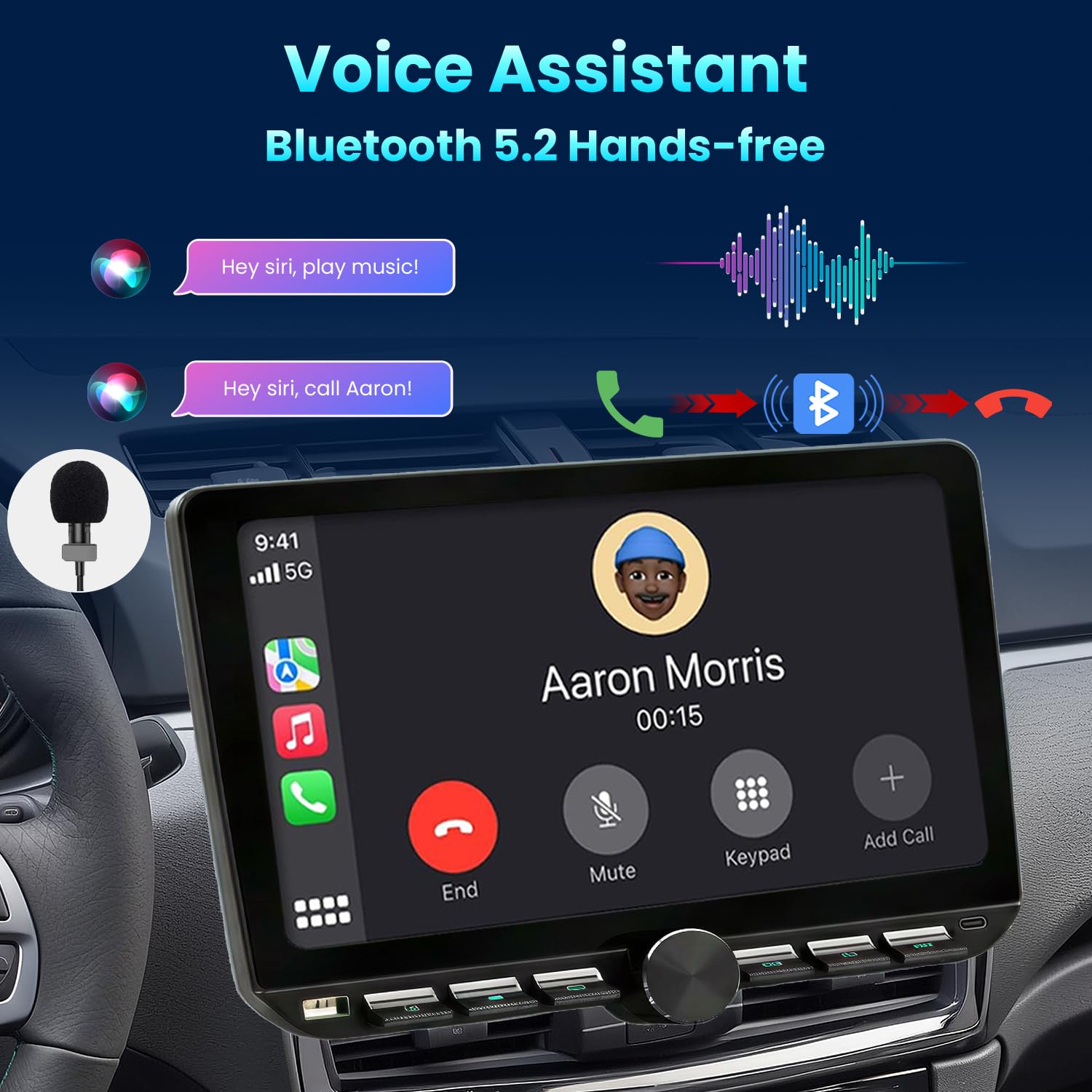 Autoradio 1Din mit drehbar Bildschirm(10.1"), Kompatibel mit [Wireless] Apple CarPlay/Android Auto Bluetooth USB Typ-C Rückfahrkamera AM/FM/RDS Radio