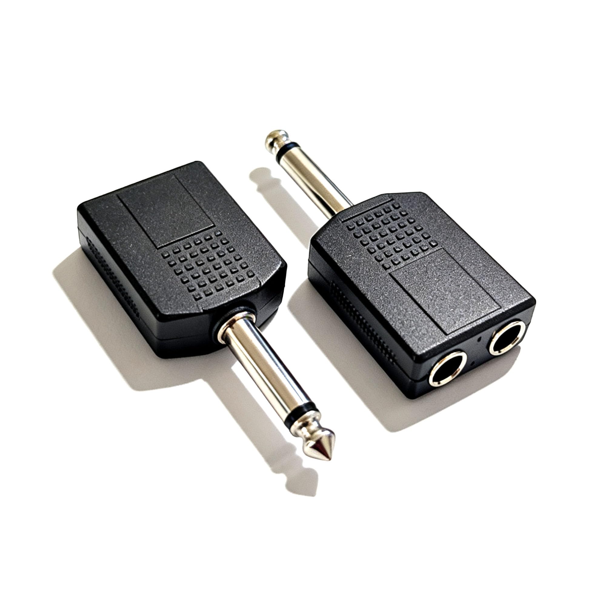 Adaptador de cabeza de audio TS macho a doble hembra de 1/4 pulgadas, 6,35 mm, adaptador de audio de interconexión F TS de 1/4 pulgadas, 6,35 mm, M-2 x 6,35 mm, F-TS