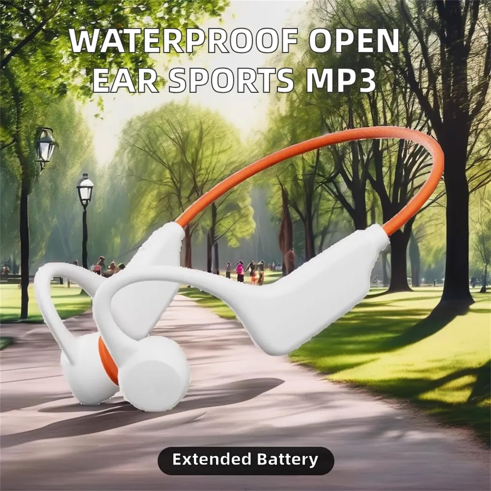 IPX8 Wodoodporne słuchawki przewodnictwa kostnego, X7s, Bluetooth, 32 GB, MP3, pływanie, sport, bezprzewodowe słuchawki z mikrofonem, HiFi, bas, muzyka stereo (białe)