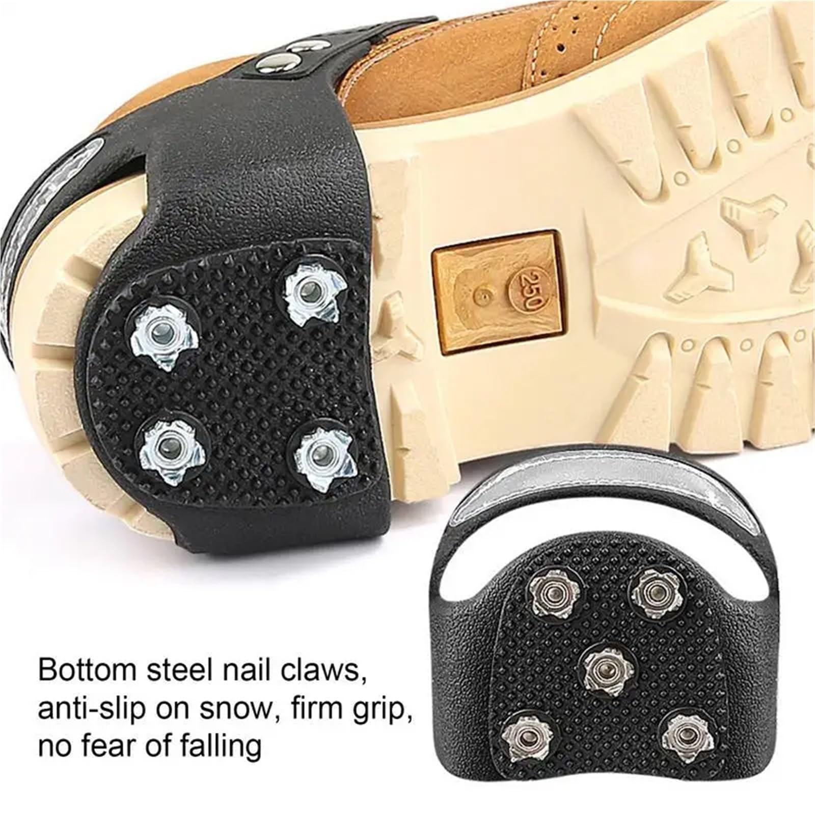 Crampons Ice Cleats for Shoes Anti-Slip Snow Shoe Gripper Spike Grips Reflective Climbing Crampons with 5Spikes Traction pour randonnée hivernale