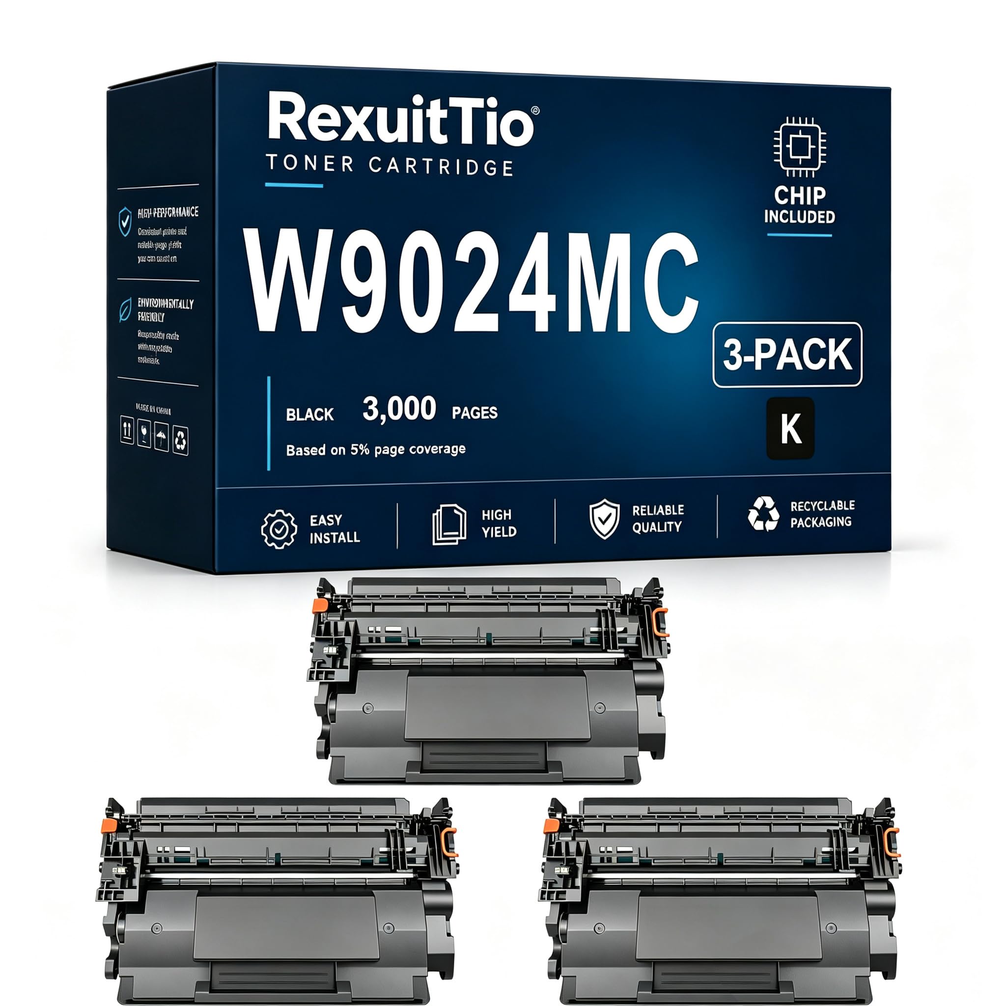W9024MC Remplacement de la Cartouche de Toner Compatible à Haut rendement pour W9024MC avec la dernière Puce, Convient à l'imprimante Laser HP LaserJet Managed E40040dn E42540f, Noir