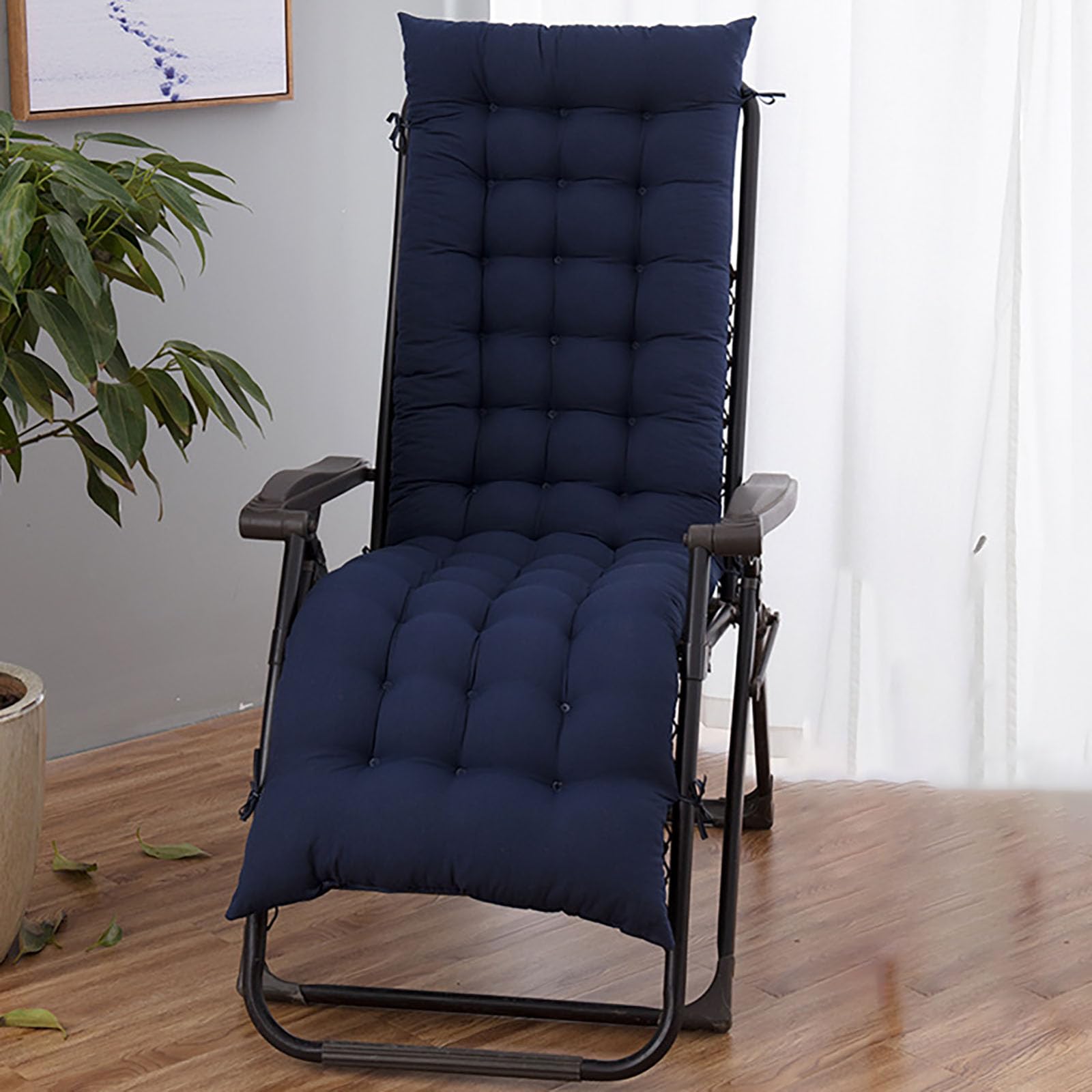XANAYXWJ Cuscini per sedie a Sdraio da Giardino Cuscino per Sdraio Rilassante Portatile con Cinghie Cuscino Imbottito per Sedia a Sdraio da Esterno Blu 48 x 120 cm