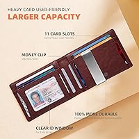 Vista 196 de RUNBOX - Carteras delgadas para hombre, cartera de piel con pinza para el dinero, cartera de bolsillo frontal con bloqueo RFID, tarjetero