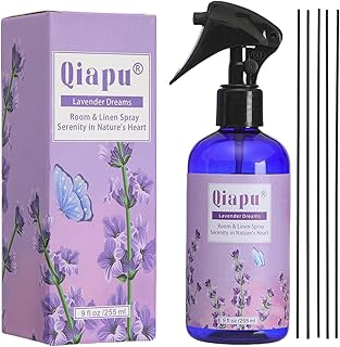 Natural Bedroom Lavender Linen Spray Scented Room Mist with Plant Extracts Long Lasting Freshness for Sheets, Pillows & Curtains – 9oz(1Bottle)