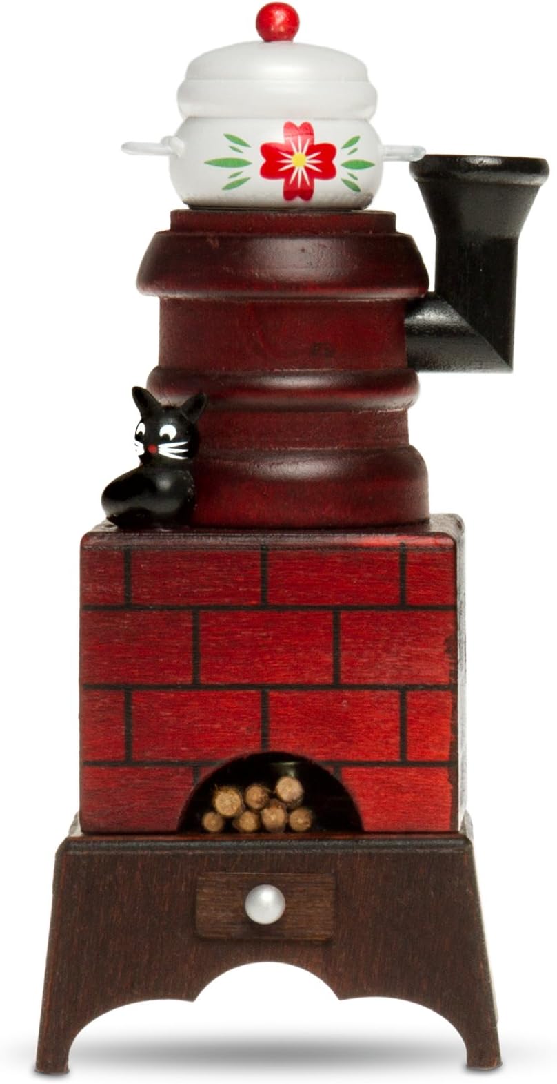 SIKORA RM-E Serie E Christmas Wooden Incense Smoker Smoking Oven with Cat, Size:Height 7.5 in (19 cm), Color/Style:E02 brown/red - oven with stockpot