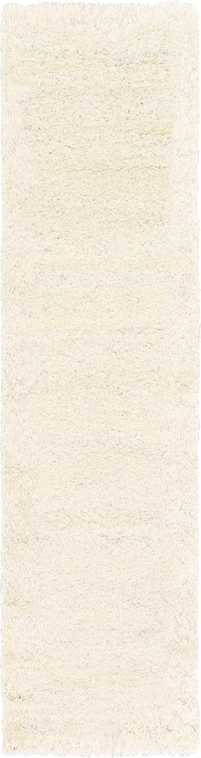Unique Loom Solid Shag Collection Area Rug (2' 7" x 10' Runner, Snow White)