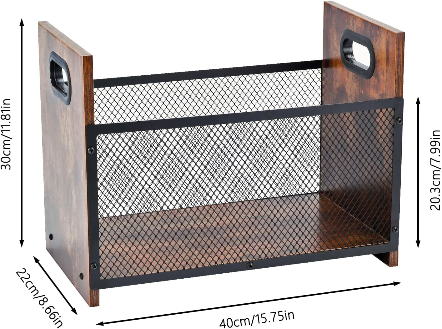 Magazine Holder, Desktop Magazine Rack File Holder Organizer Rustic Storage Basket for Magazines, Books, Newspapers, Tablets (Large)