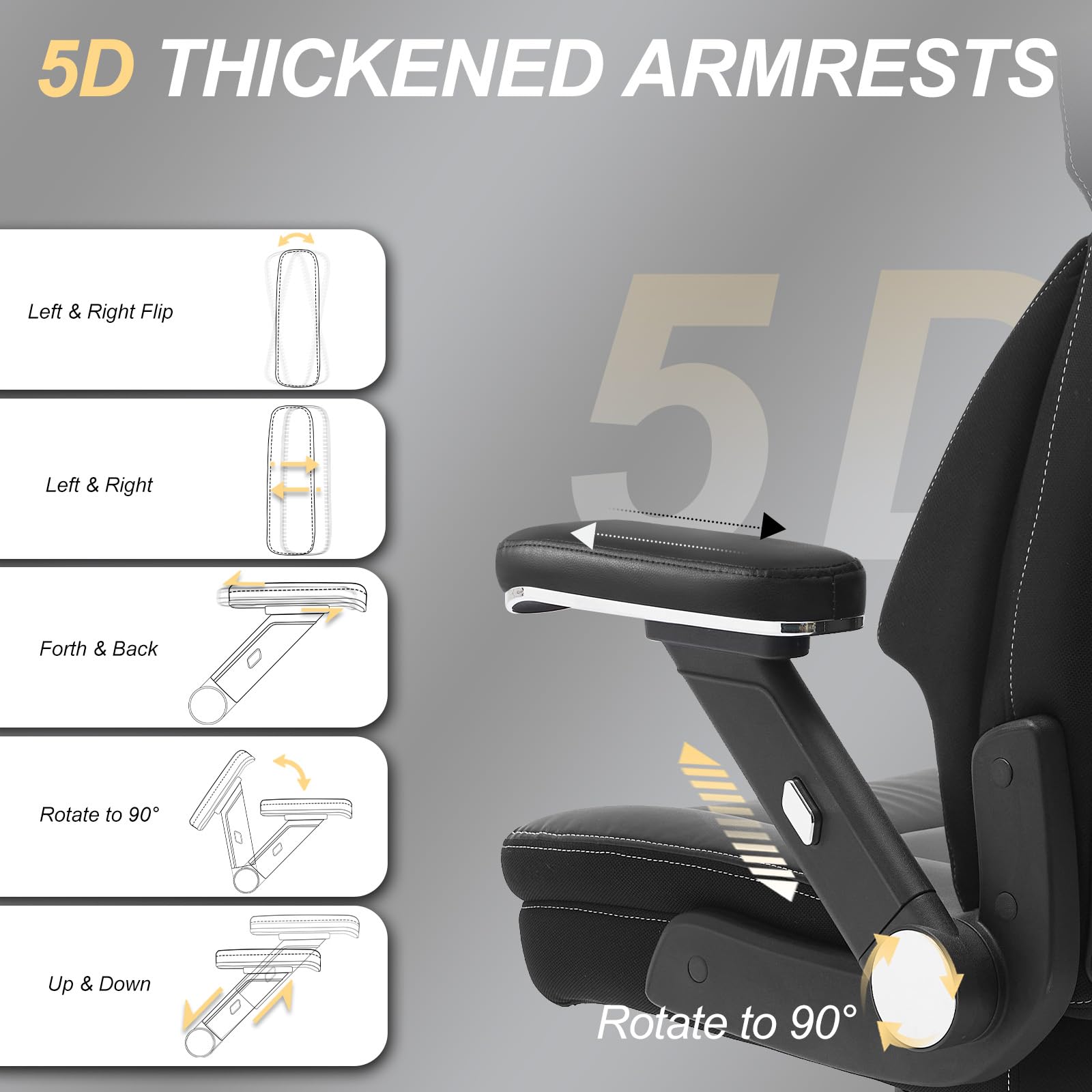 Big and Tall Office Chair 650lbs Capacity Wide Office Chair for Heavy People Ergonomic High Back Office Chair — view 5